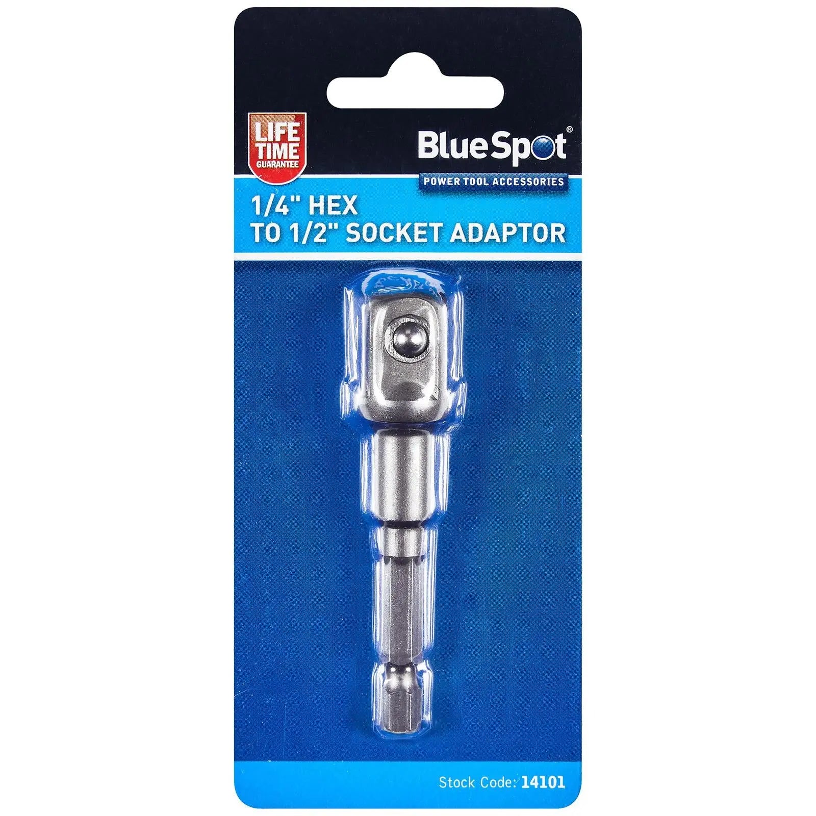 BlueSpot Socket Adaptor 1/4" Hex to 1/2" Square Drive  White Rose Tools