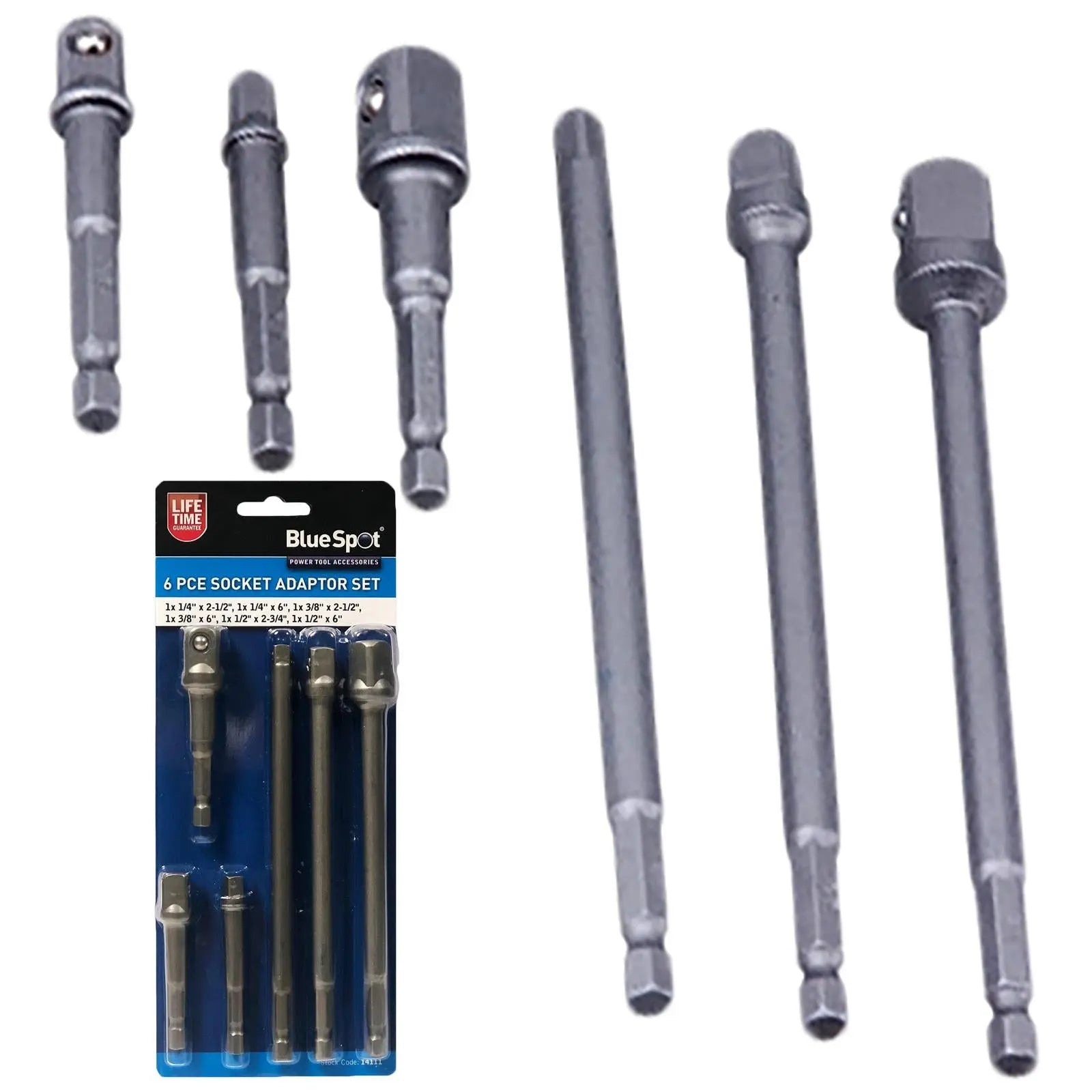 BlueSpot Socket Adaptor Set 6 Piece  1/4" 3/8" 1/2" Drive 