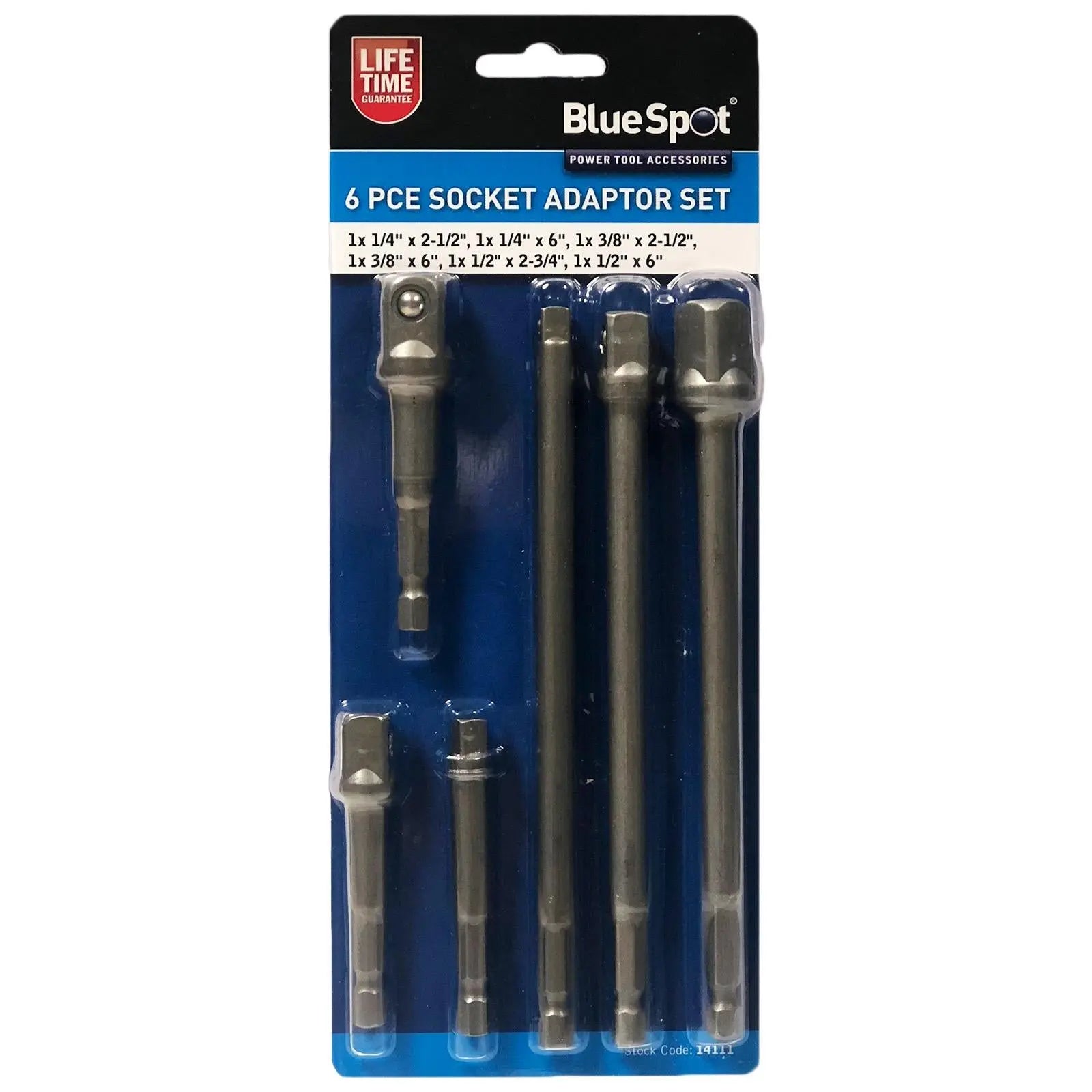 BlueSpot Socket Adaptor Set 6 Piece  1/4" 3/8" 1/2" Drive 