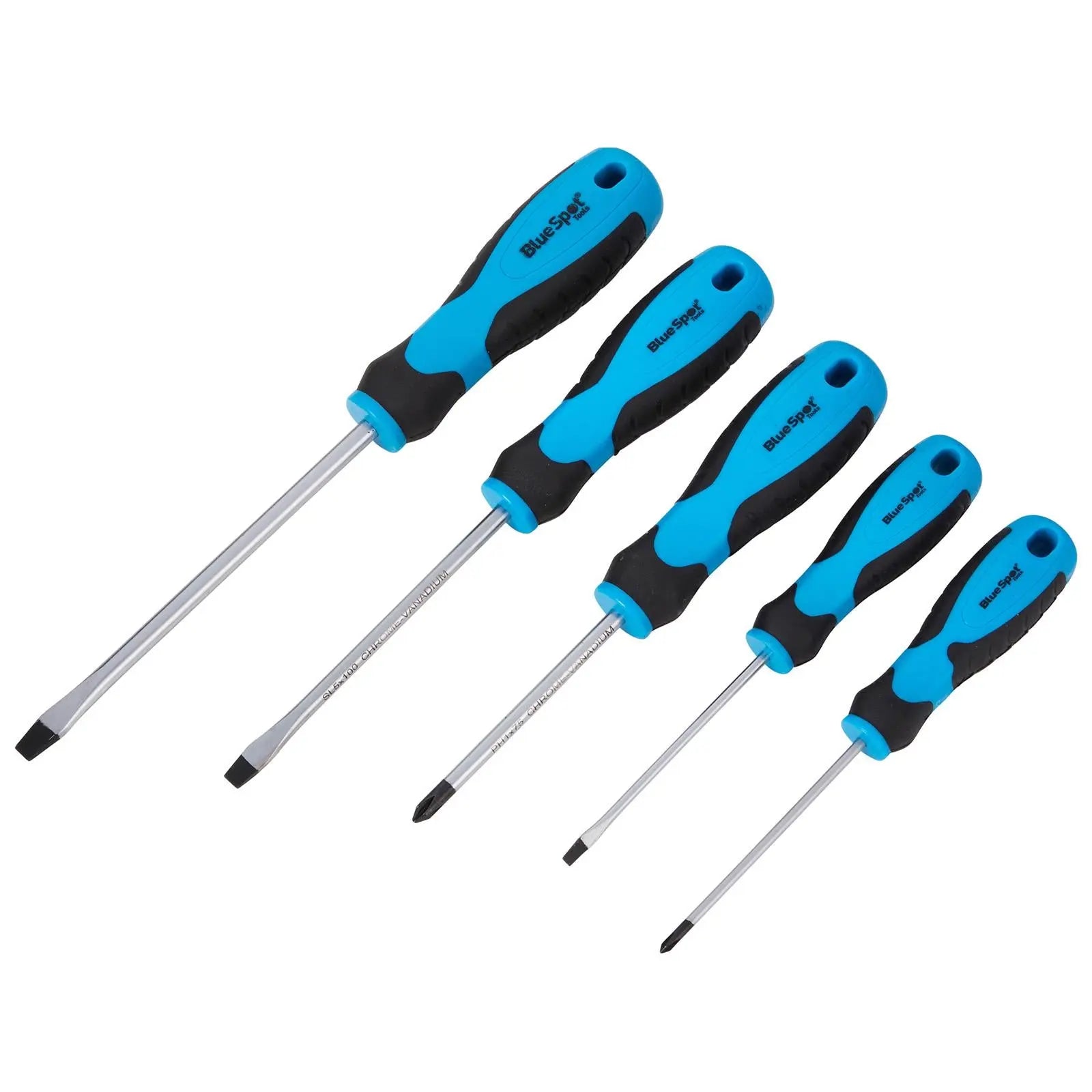 BlueSpot Soft Grip Screwdriver Set 5 Piece  White Rose Tools