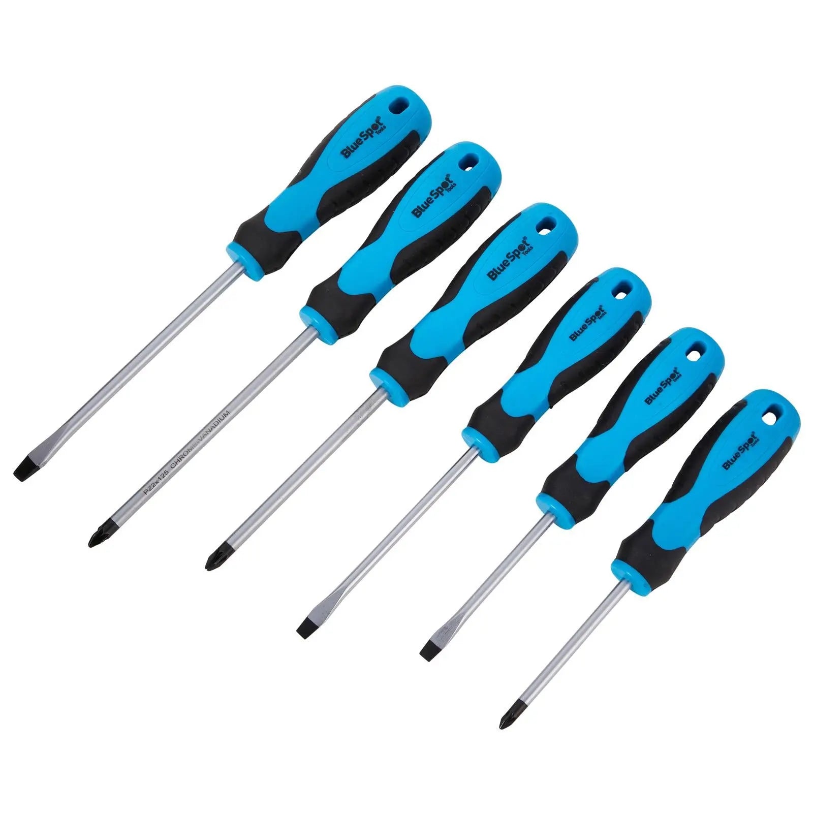 BlueSpot Soft Grip Screwdriver Set 6 Piece  White Rose Tools
