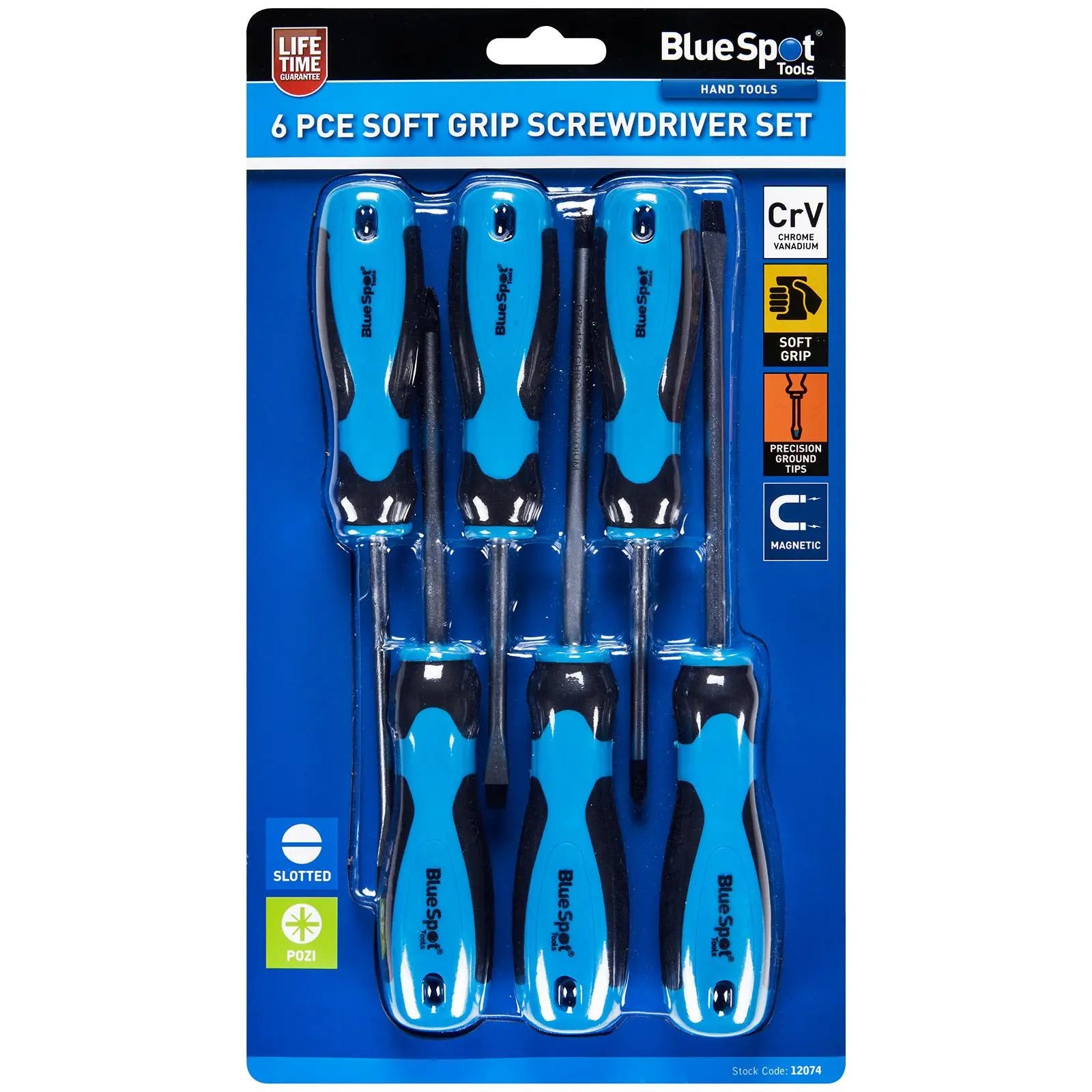BlueSpot Soft Grip Screwdriver Set 6 Piece  White Rose Tools