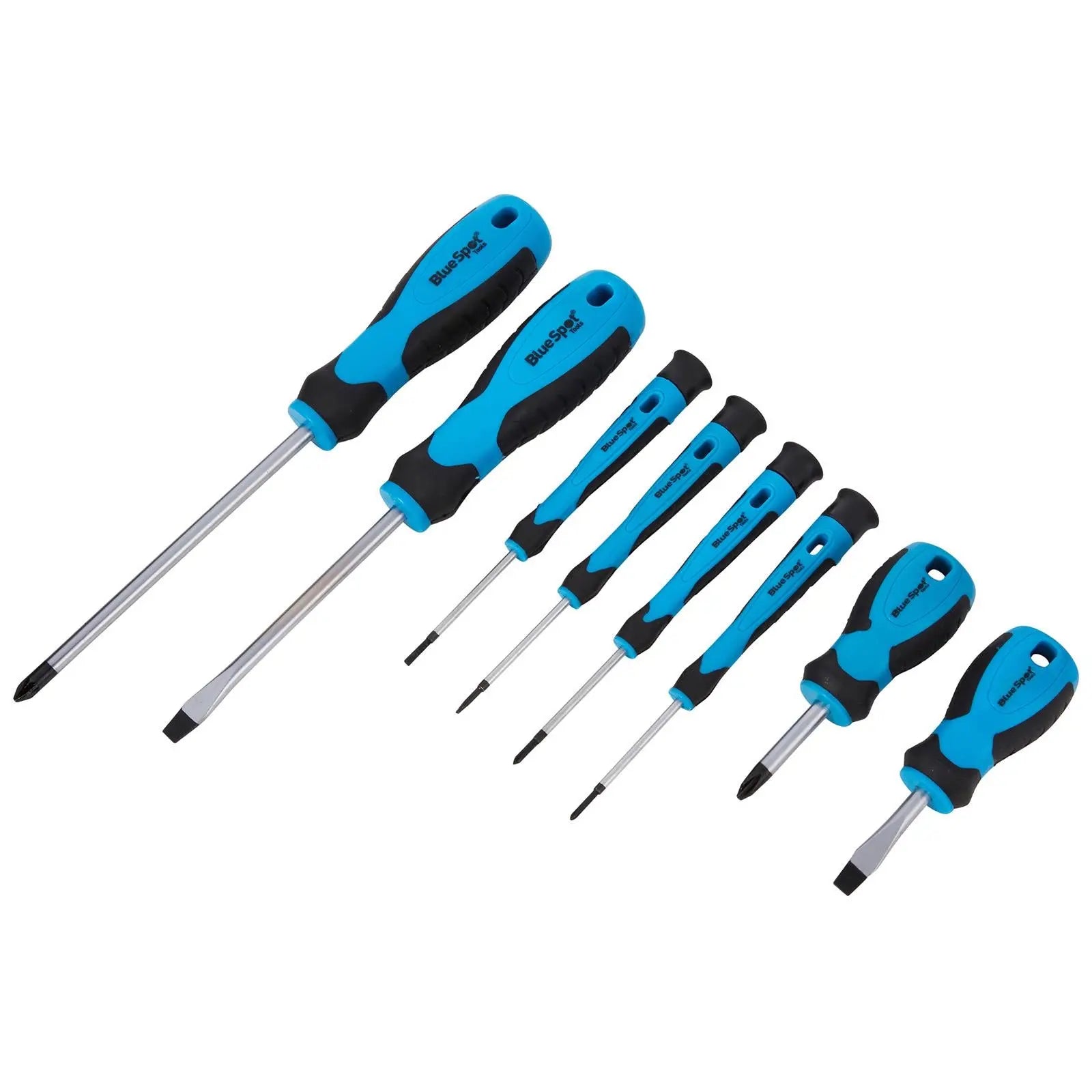 BlueSpot Soft Grip Screwdriver Set 8 Piece  White Rose Tools