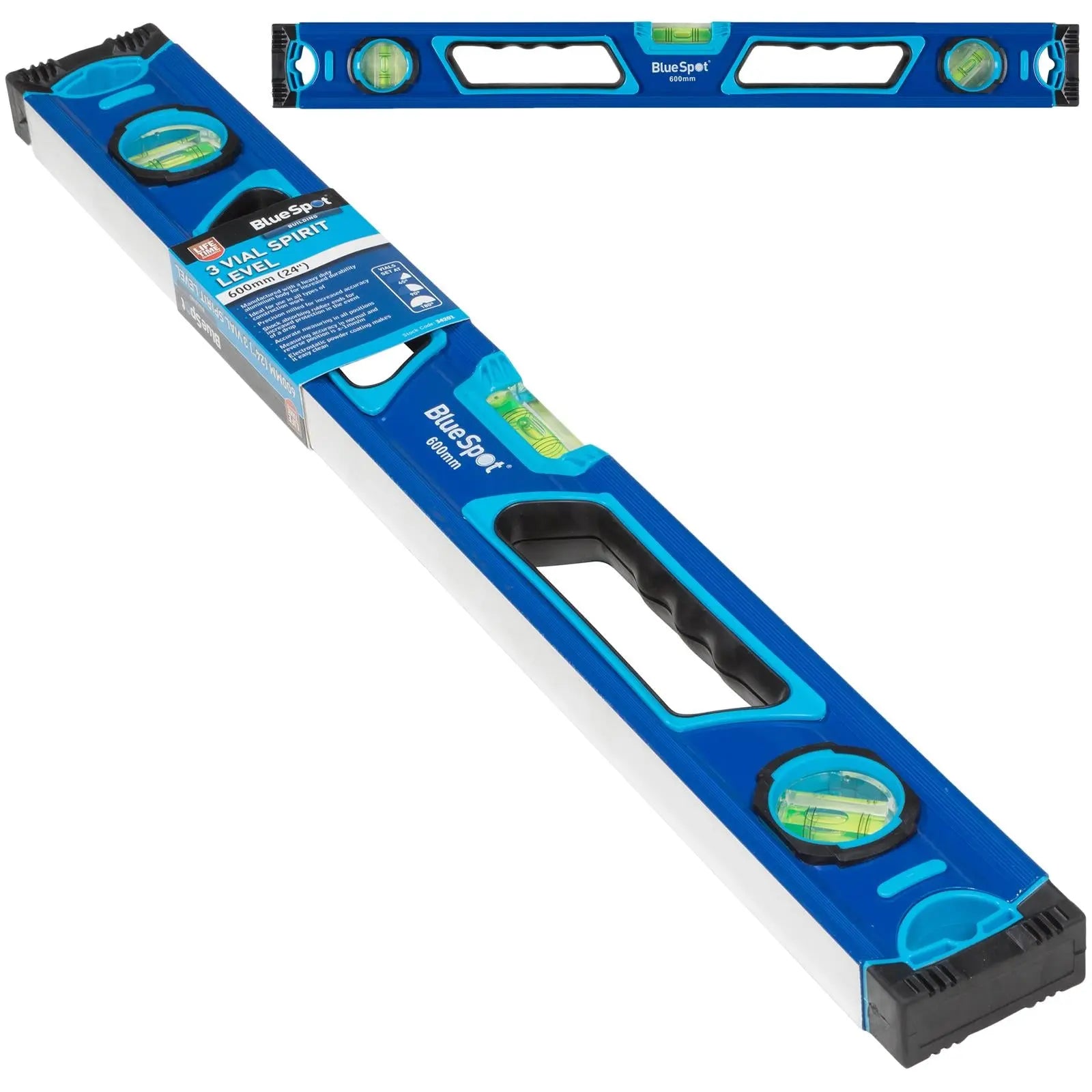 BlueSpot Spirit Level 3 Vial 600mm 24" Aluminium Body 