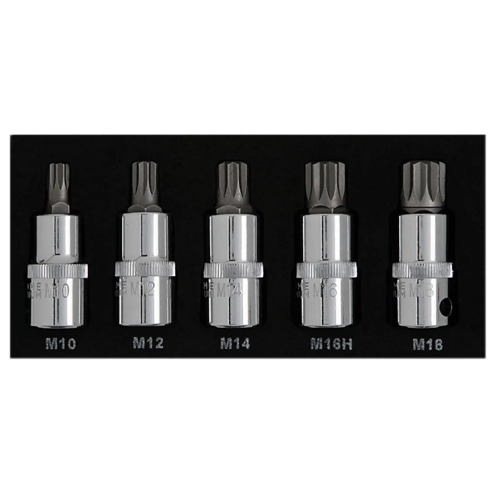 BlueSpot Spline Socket Bit Set in EVA Foam 5 Piece 1/2" Drive M10-M18 