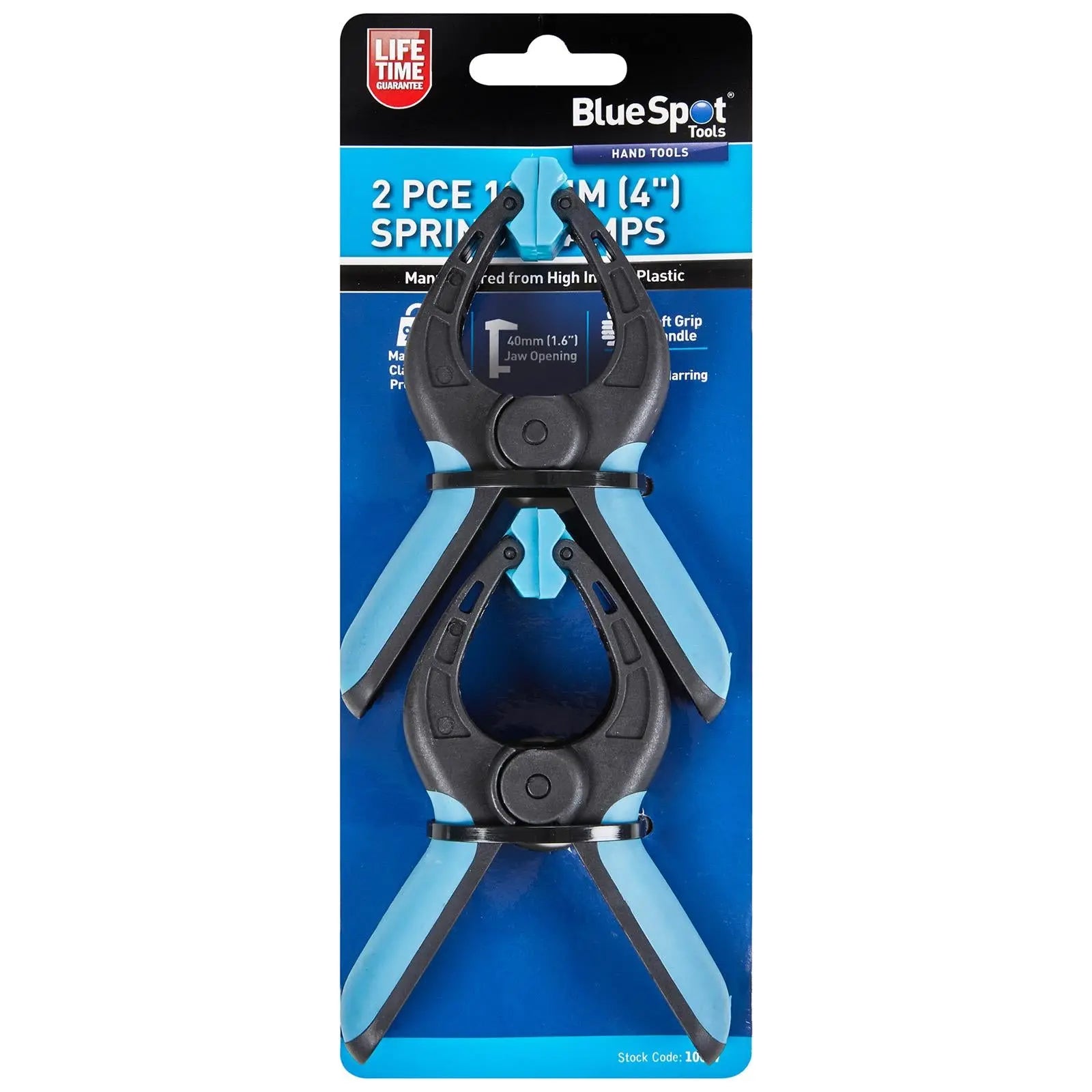 BlueSpot Spring Clamps 100mm 4in 2 Piece  White Rose Tools