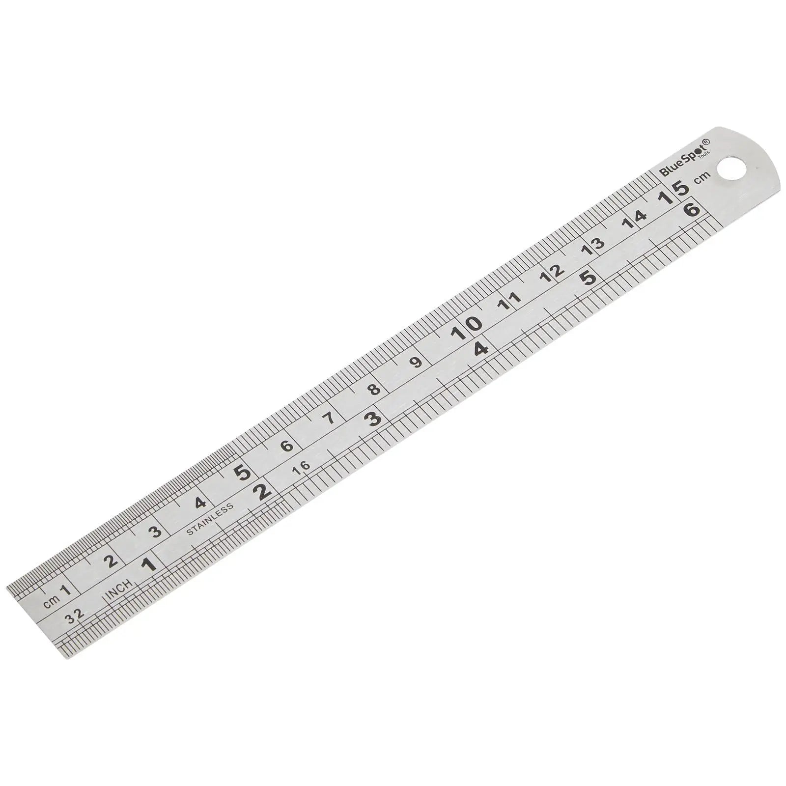 BlueSpot Stainless Steel Ruler 150mm 6in Metric Imperial Measurements  White Rose Tools