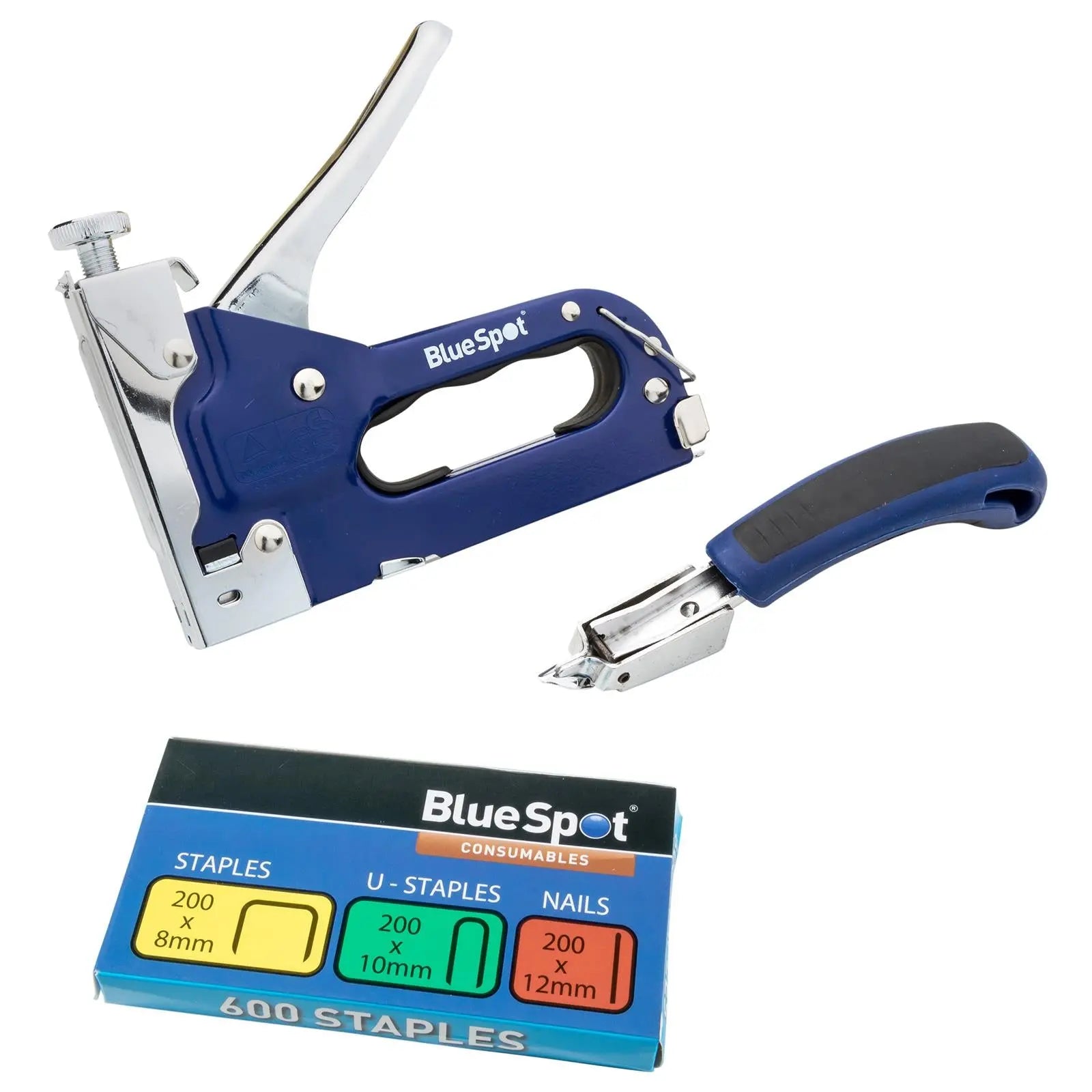 BlueSpot Staple Gun and Staple Remover Set Heavy Duty 3 Way 