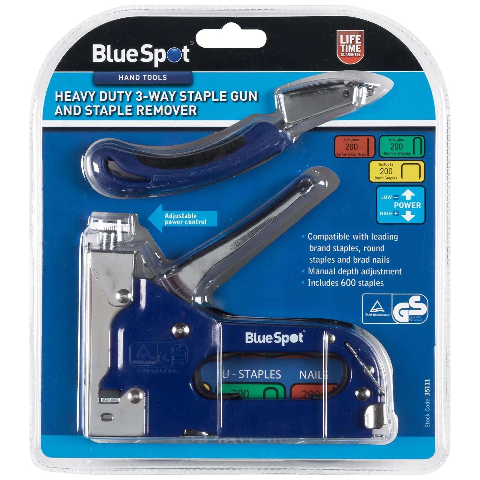 BlueSpot Staple Gun and Staple Remover Set Heavy Duty 3 Way 