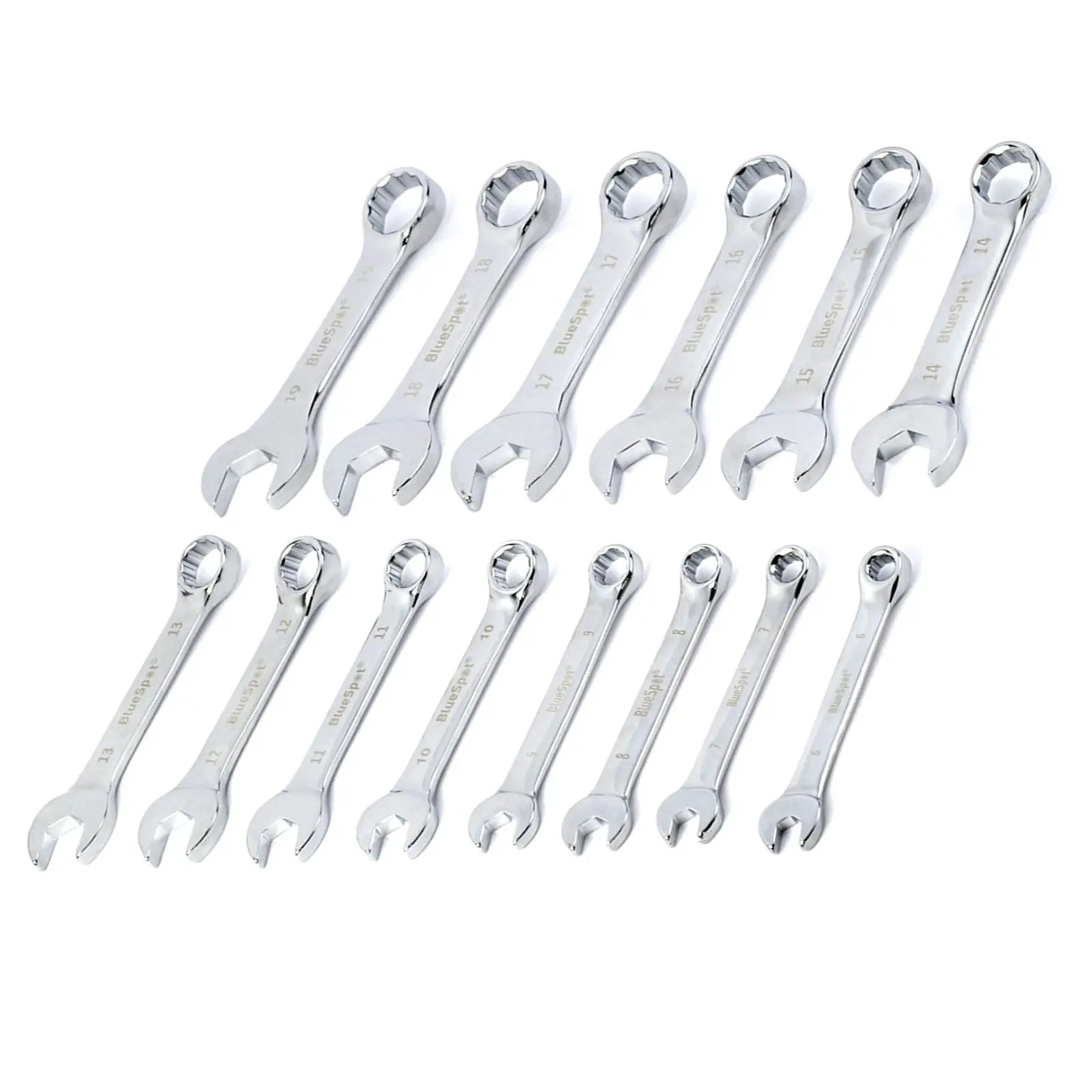 BlueSpot Stubby Spanner Set In Eva Foam 14 Piece 6-19mm Metric Eva Foam Tray 