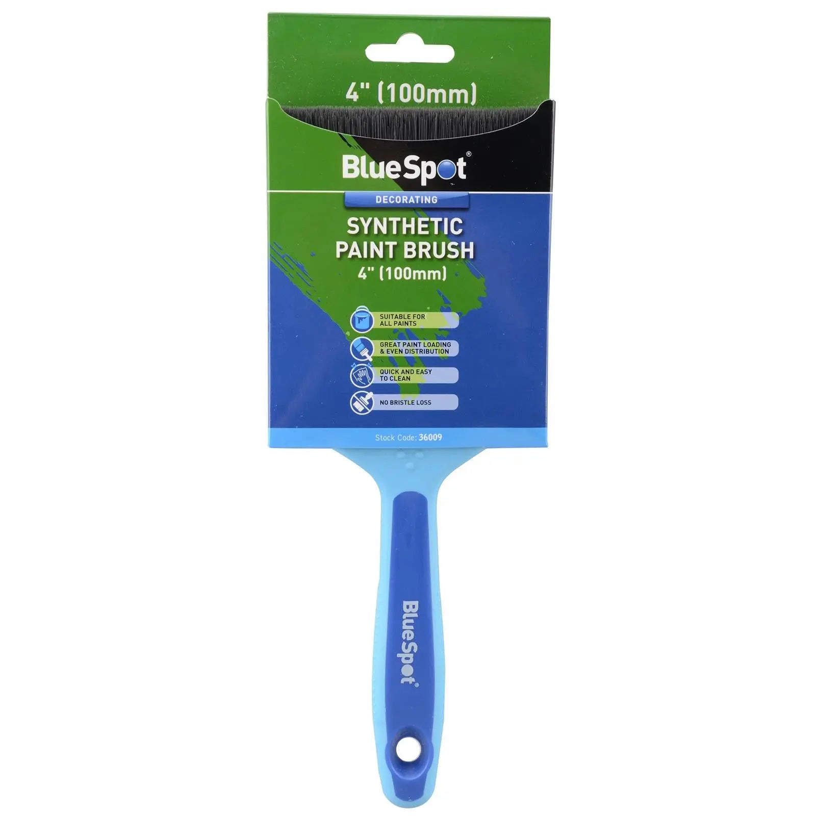 BlueSpot Synthetic Paint Brush with Soft Grip Handle 100mm (4") 