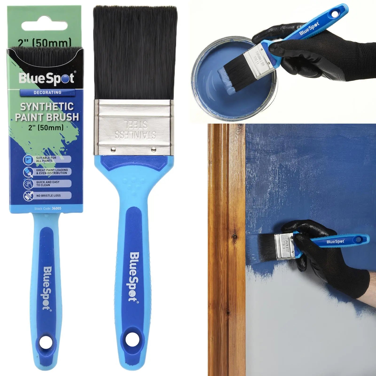 BlueSpot Synthetic Paint Brush with Soft Grip Handle 50mm (2") 