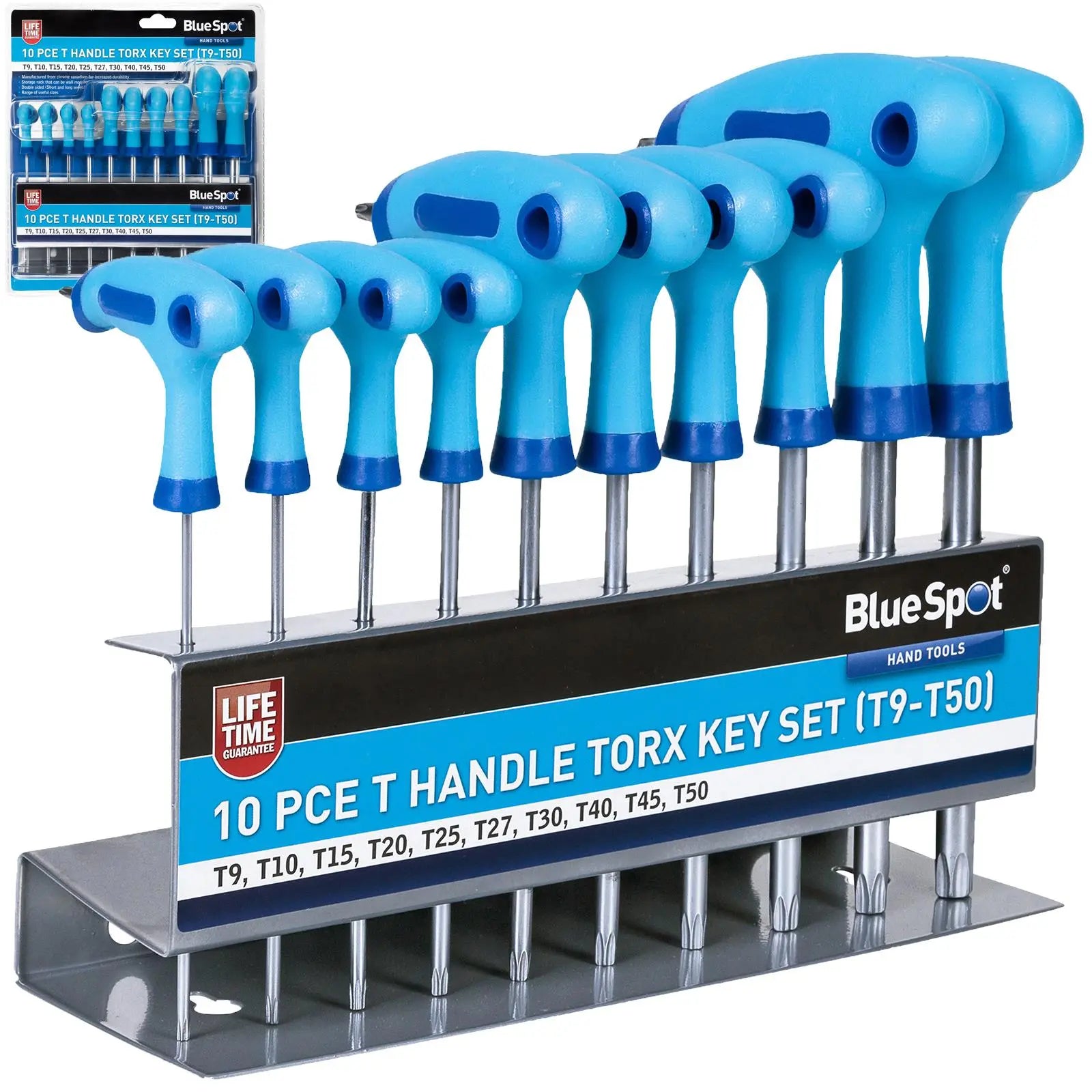 BlueSpot T-Handle Torx Key Set 10 Piece T9-T50 