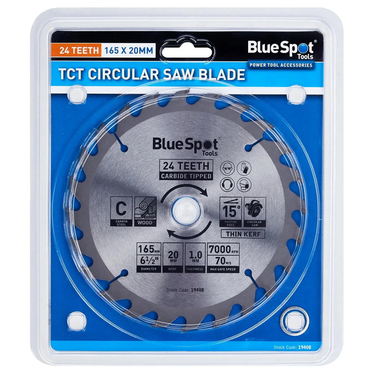 BlueSpot TCT Circular Saw Blade 24 Teeth 165mm x 20mm  White Rose Tools