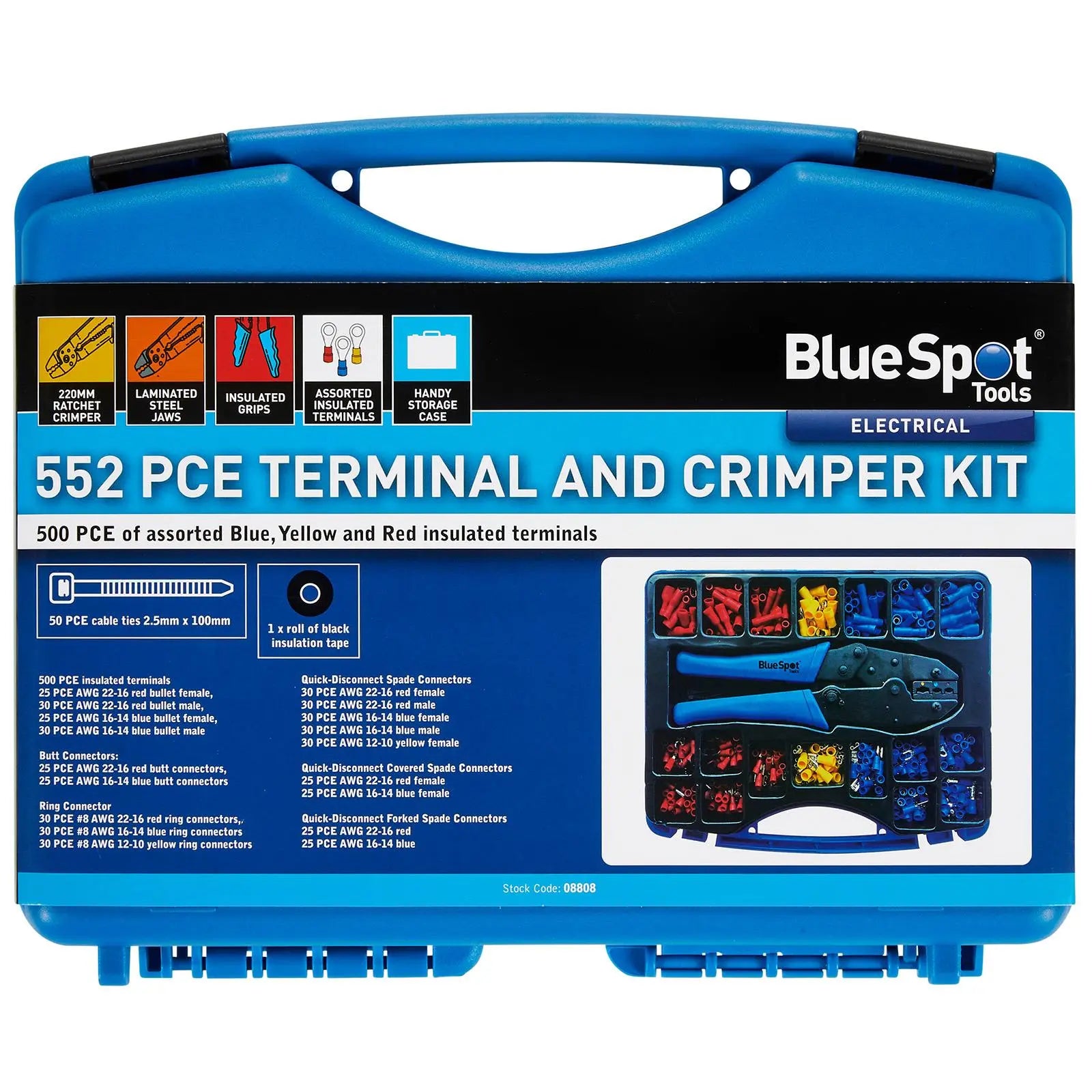 BlueSpot Terminal And Crimper Kit 552 Piece  White Rose Tools