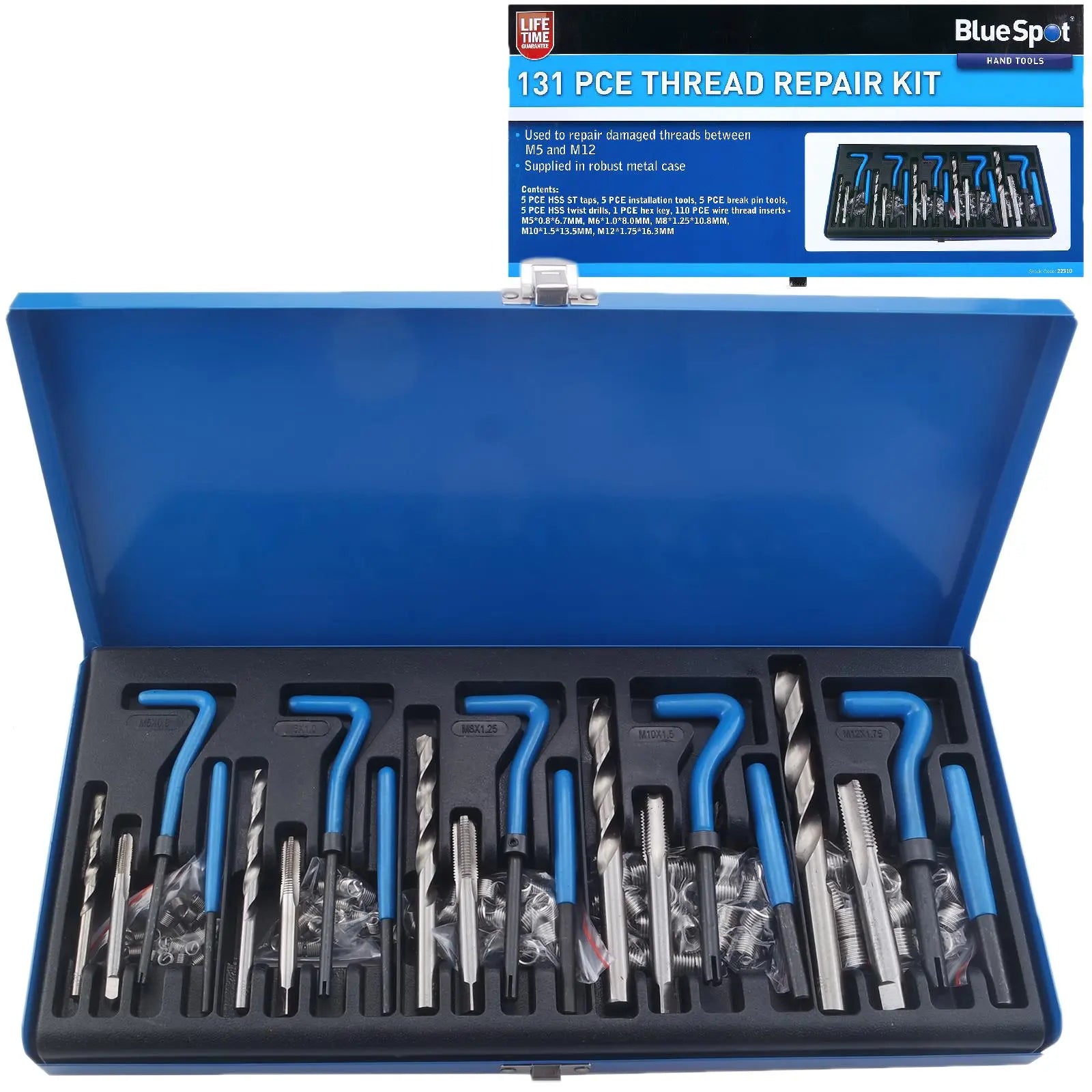 BlueSpot Thread Repair Kit 131 Piece M5-M12 