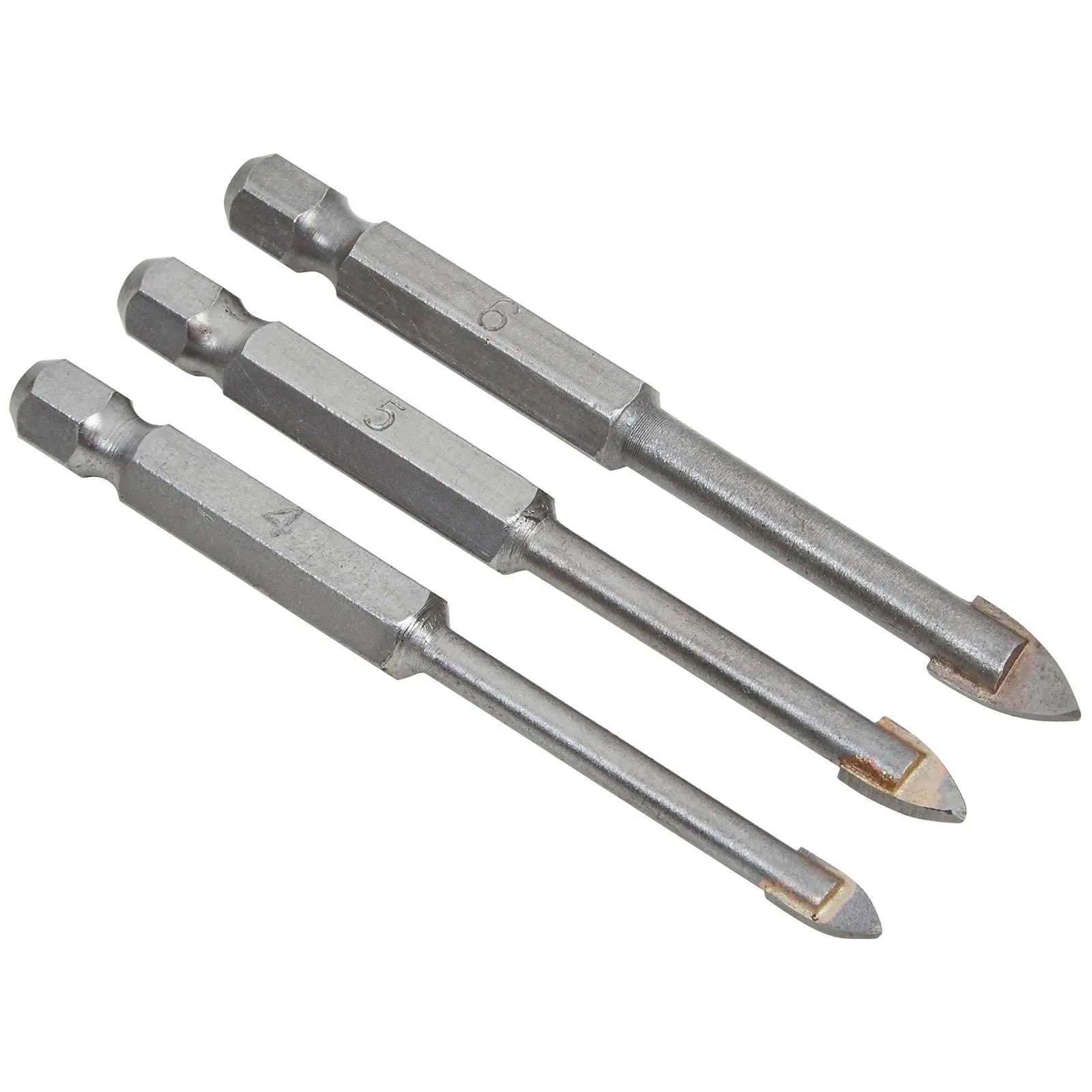 BlueSpot Tile and Glass Drill Bit Set 4-6mm Hex Shank 3 Pieces  White Rose Tools