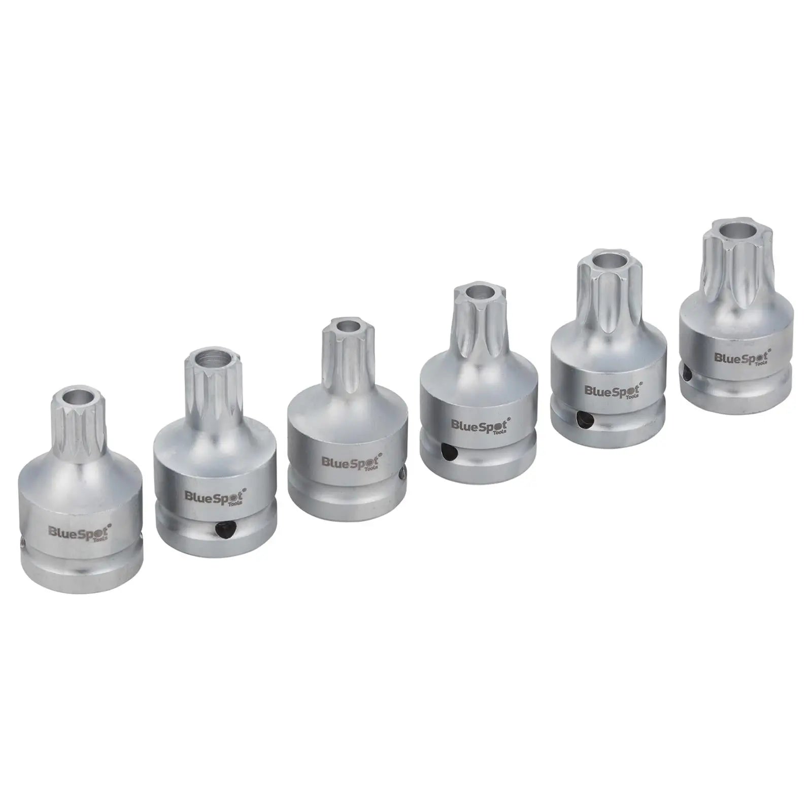 BlueSpot Torx And Spline Bit Socket Set 3/4" Drive T70-T100 M16-M18 6 Piece  White Rose Tools