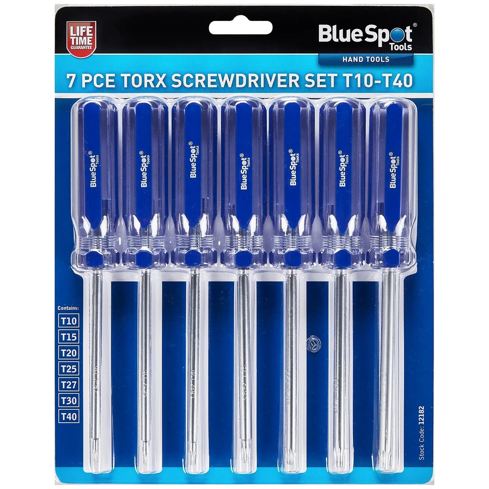 BlueSpot Torx Screwdriver Set T10-T40 7 Piece  White Rose Tools