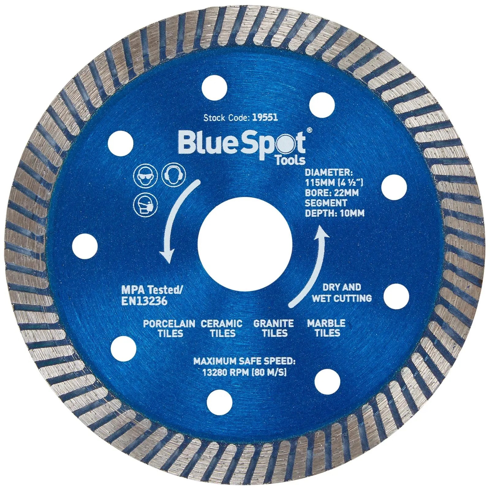 BlueSpot Turbo Cutting Disc Super Thin 115mm x 1.5mm  White Rose Tools