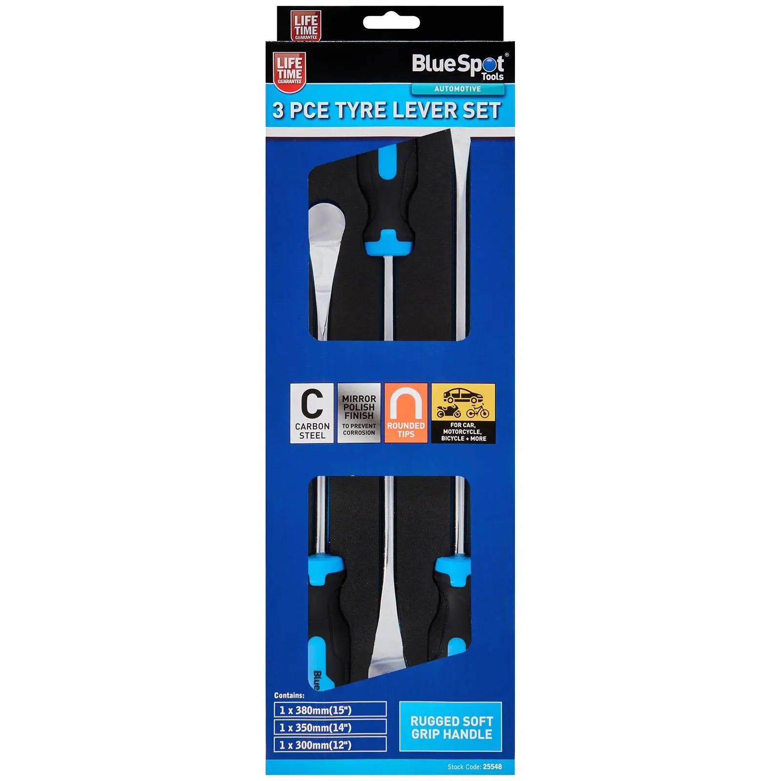 BlueSpot Tyre Lever Set EVA Foam Tray 3 Piece  White Rose Tools