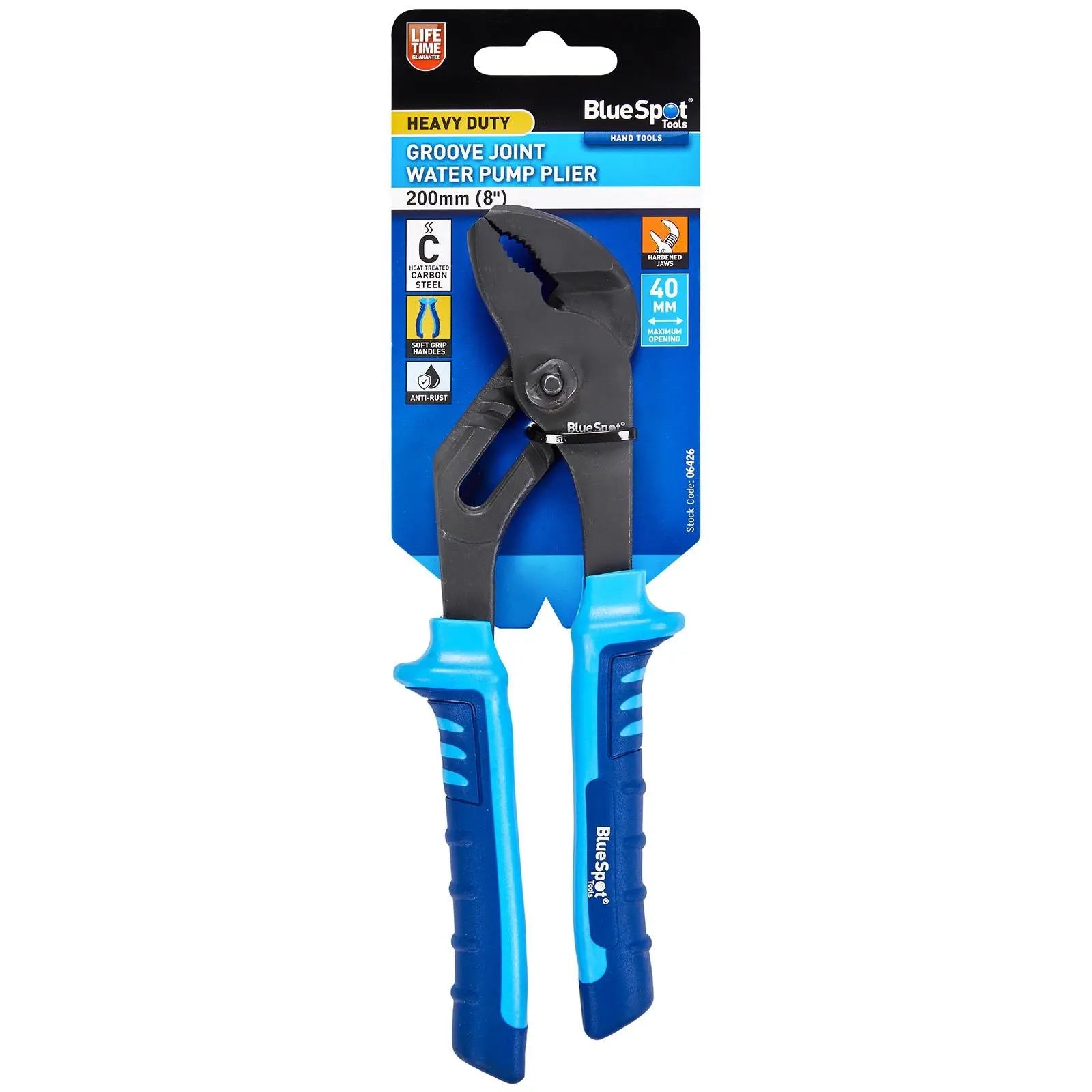 BlueSpot Water Pump Pliers Groove Slip Joint 200mm 8in  White Rose Tools