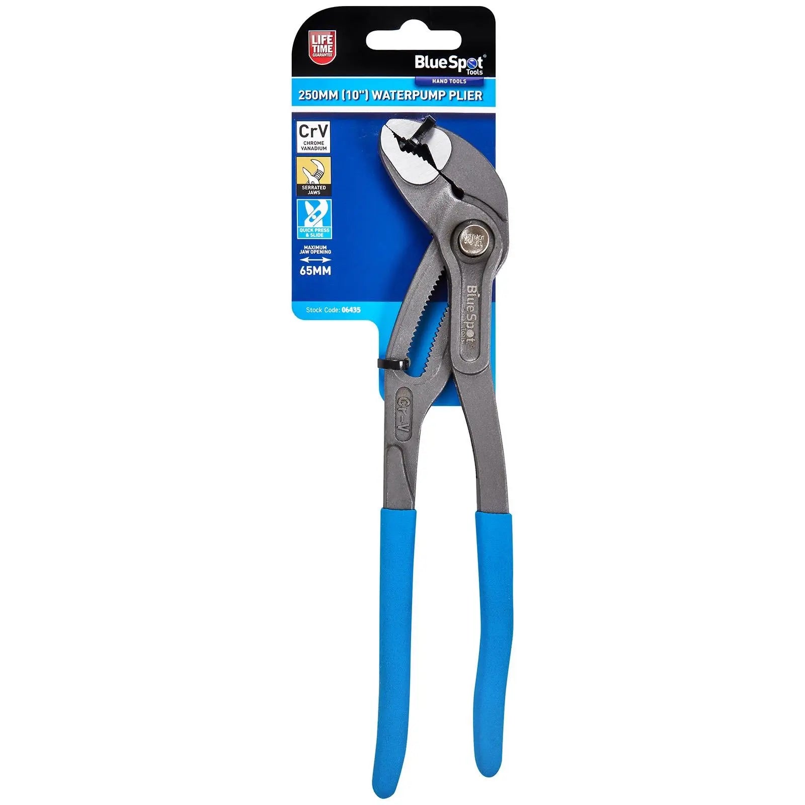 BlueSpot Water Pump Pliers Push Button Slide 250mm 10in  White Rose Tools
