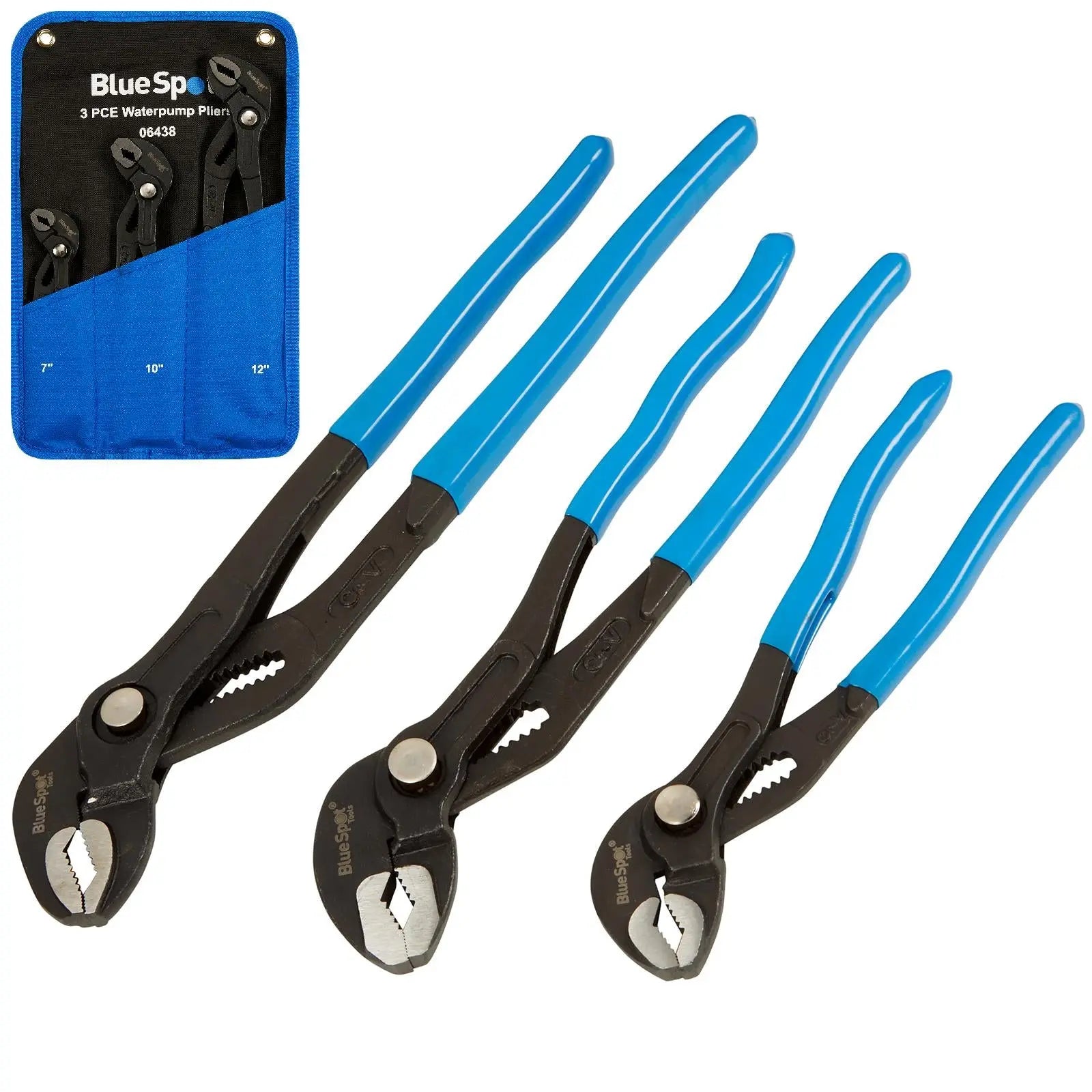 BlueSpot Waterpump Pliers In Wallet 175mm-300mm 3 Piece 