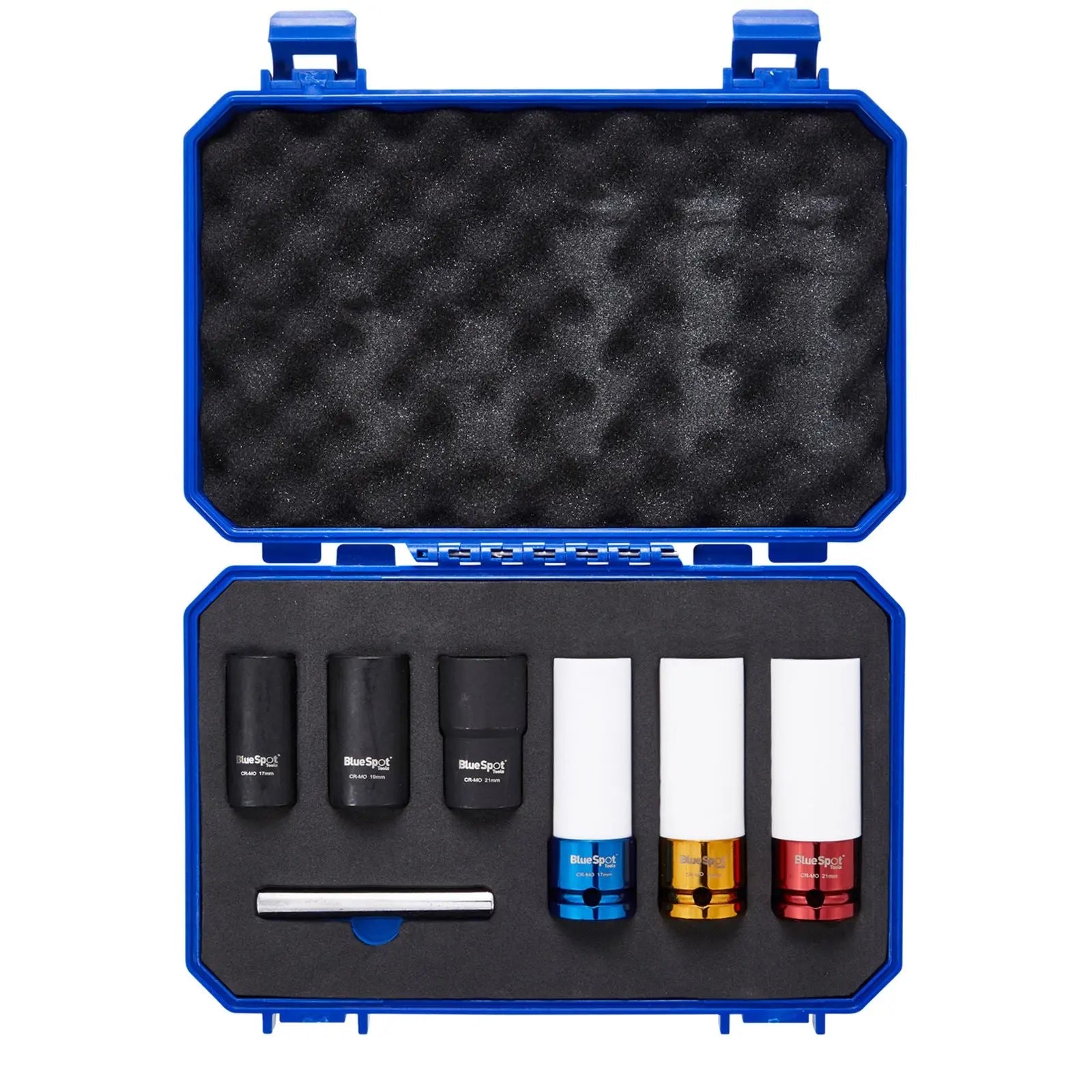 BlueSpot Wheel Nut Impact Socket Set 7 Piece 1/2" 17 19 21 mm 