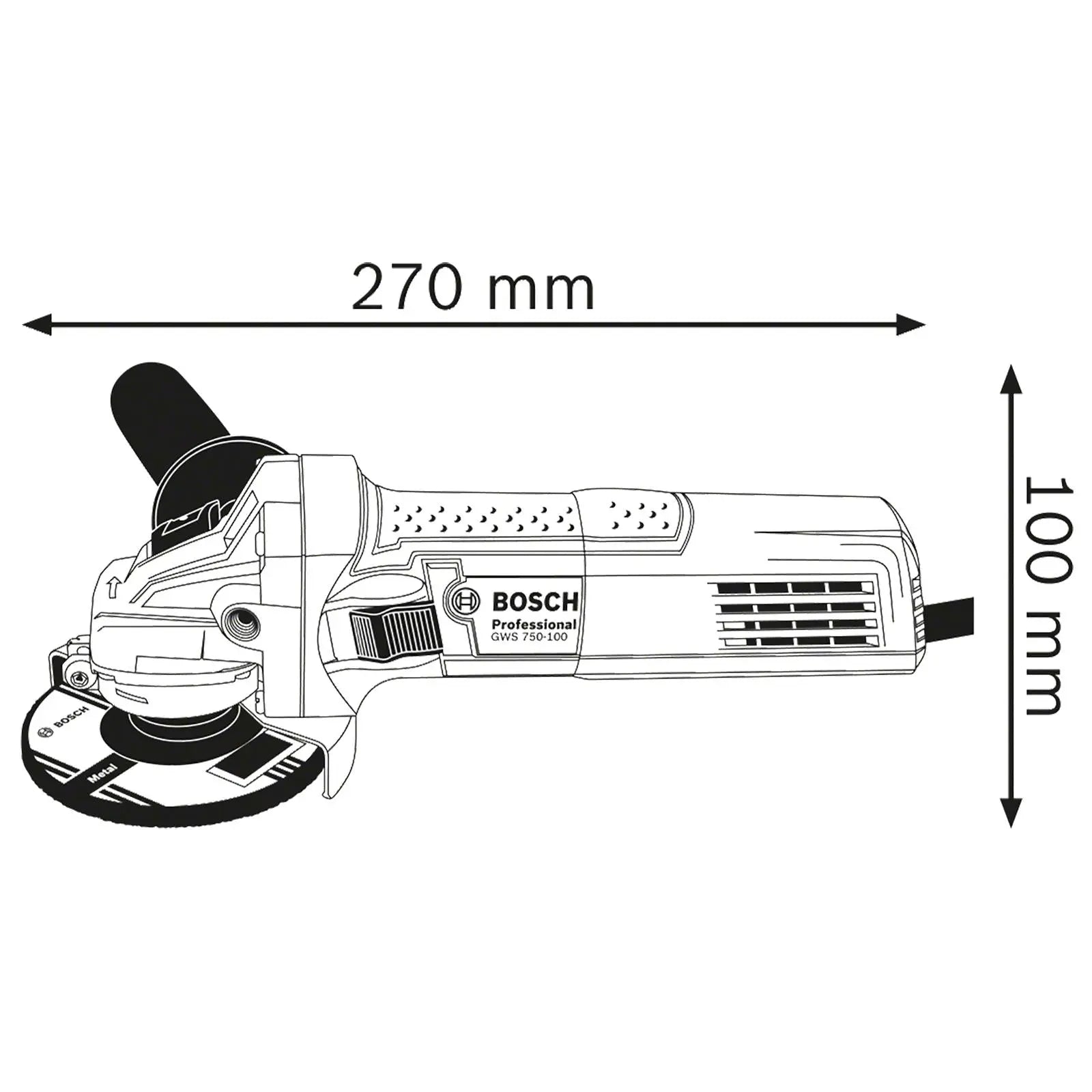 Bosch Angle Grinder 115mm 750W 110V Corded GWS 750  White Rose Tools
