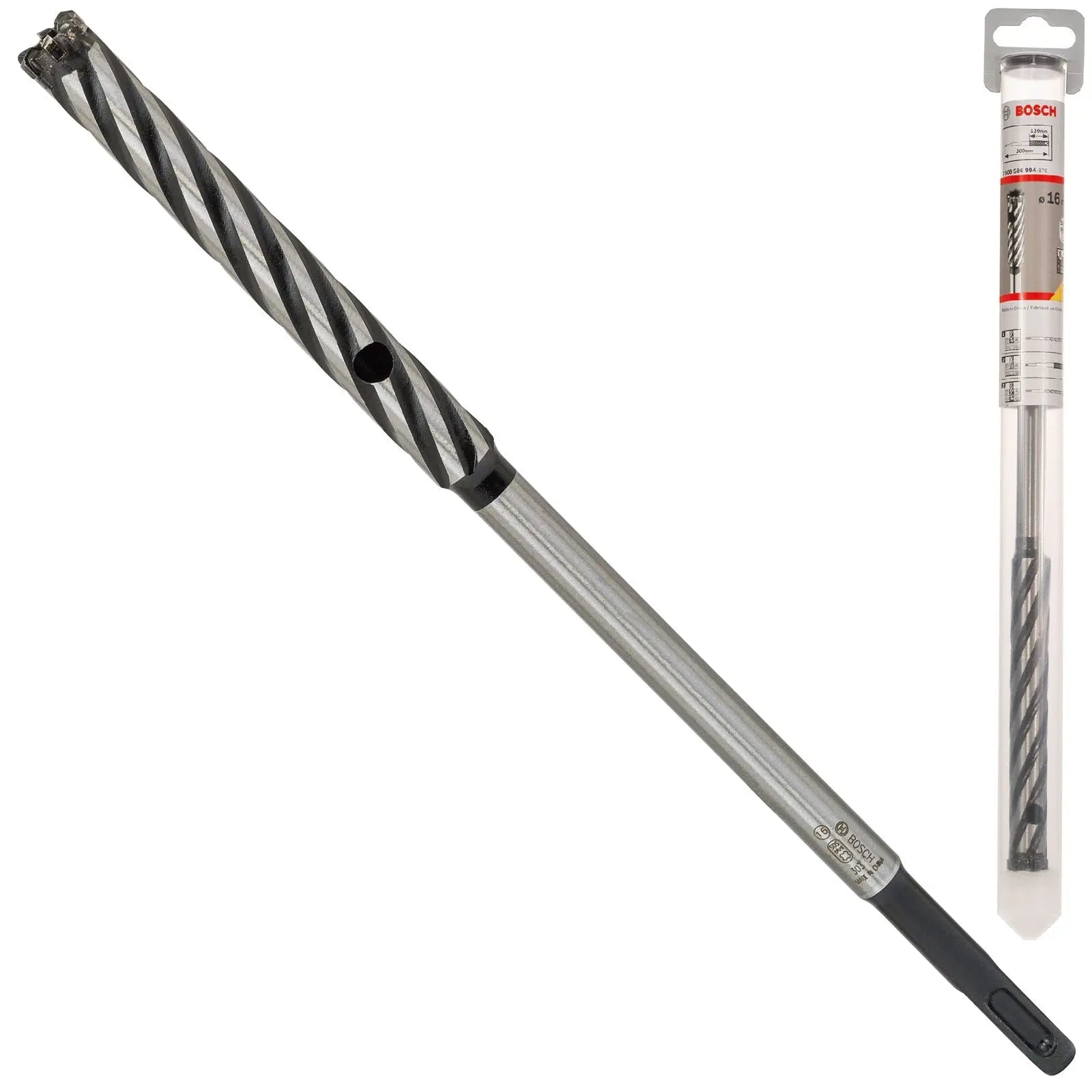 Bosch Rebar Cutter Drill Bit 4 Cutter SDS Plus 9 Reinforced Concrete 300mm 16-32mm (WL:120mm)  White Rose Tools