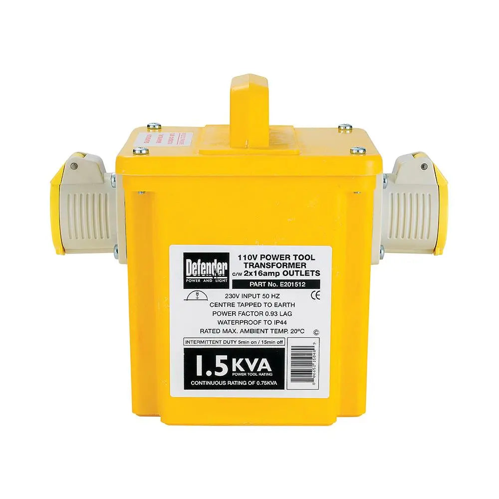 Defender 1.5kVA Transformer 16A 110V E201512  White Rose Tools