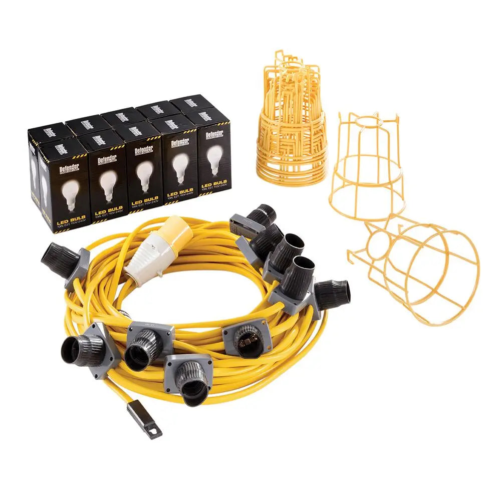 Defender 100W LED ES Festoon Kit 22m 110V E89811  White Rose Tools
