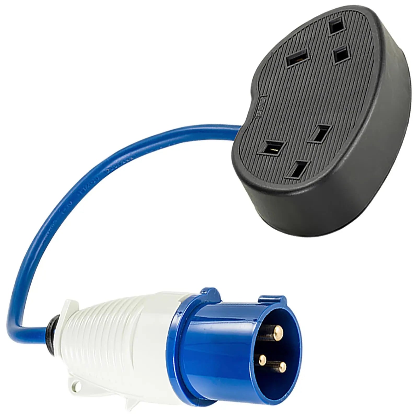 Defender 230V Fly Lead Converter 16A Plug to 2 Gang 13A Socket Caravan Generator 
