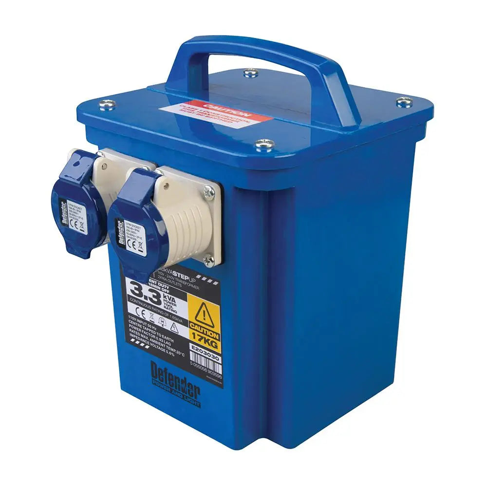 Defender 3.3kVA Step Up Transformer 16A 230V E203030  White Rose Tools