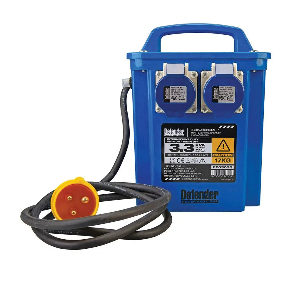 Defender 3.3kVA Step Up Transformer 16A 230V E203030  White Rose Tools