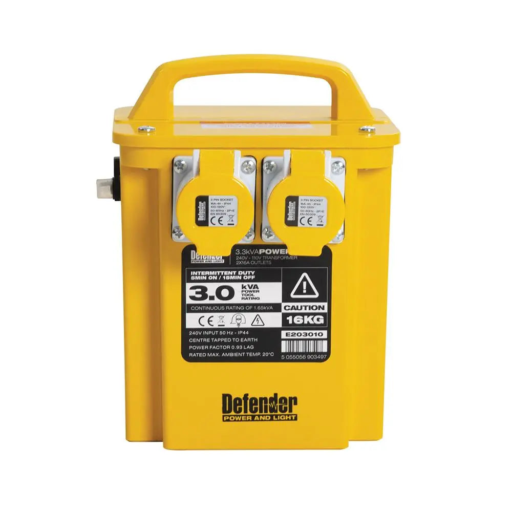 Defender 3kVA Portable Transformer 16A 110V E203010  White Rose Tools