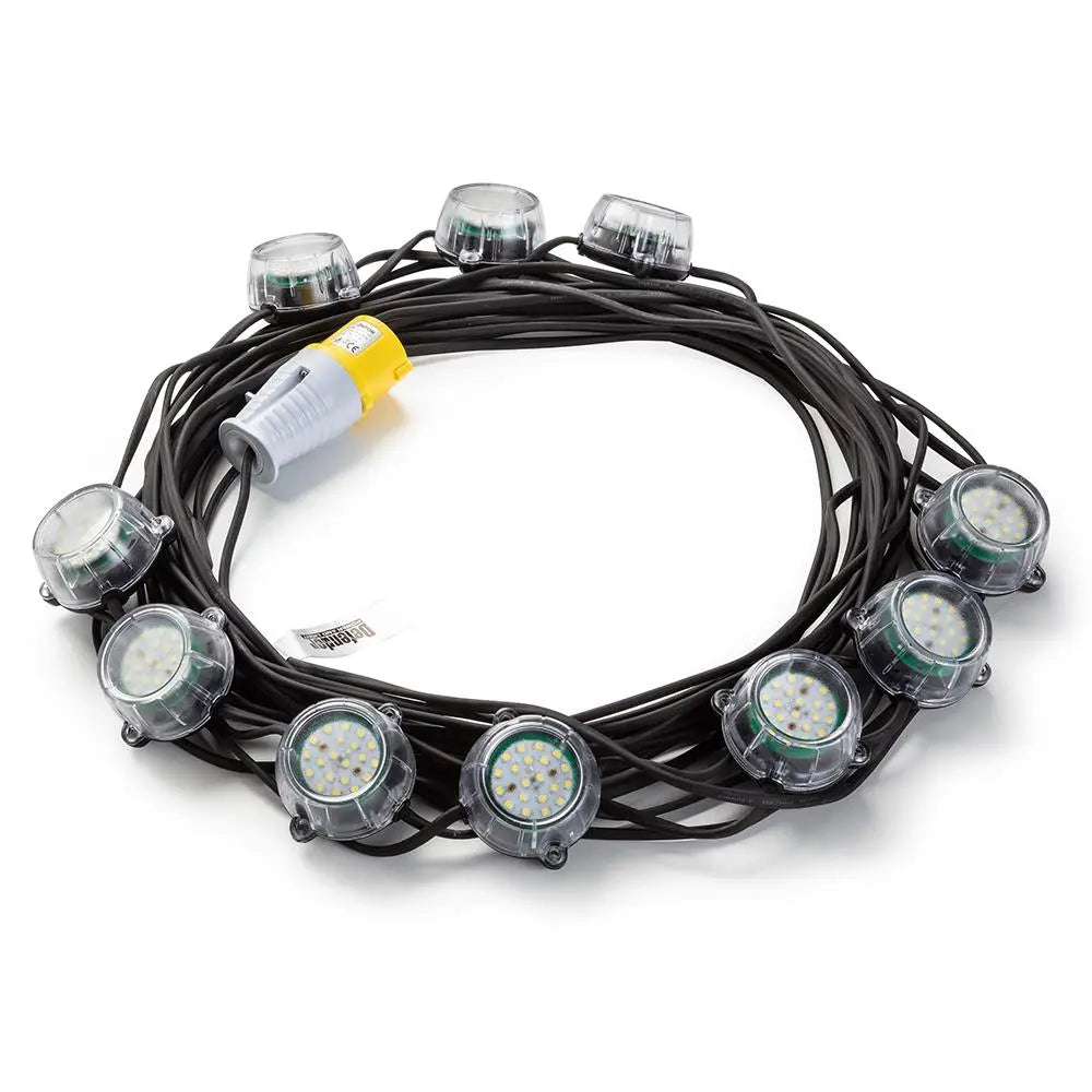 Defender 50W Heavy Duty LED Encapsulated Festoon String Lights 22m 110V E89354  White Rose Tools
