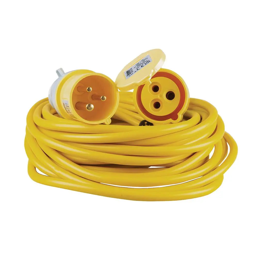 Defender Extension Lead Yellow 1.5mm2 16A 14m 110V E85111  White Rose Tools