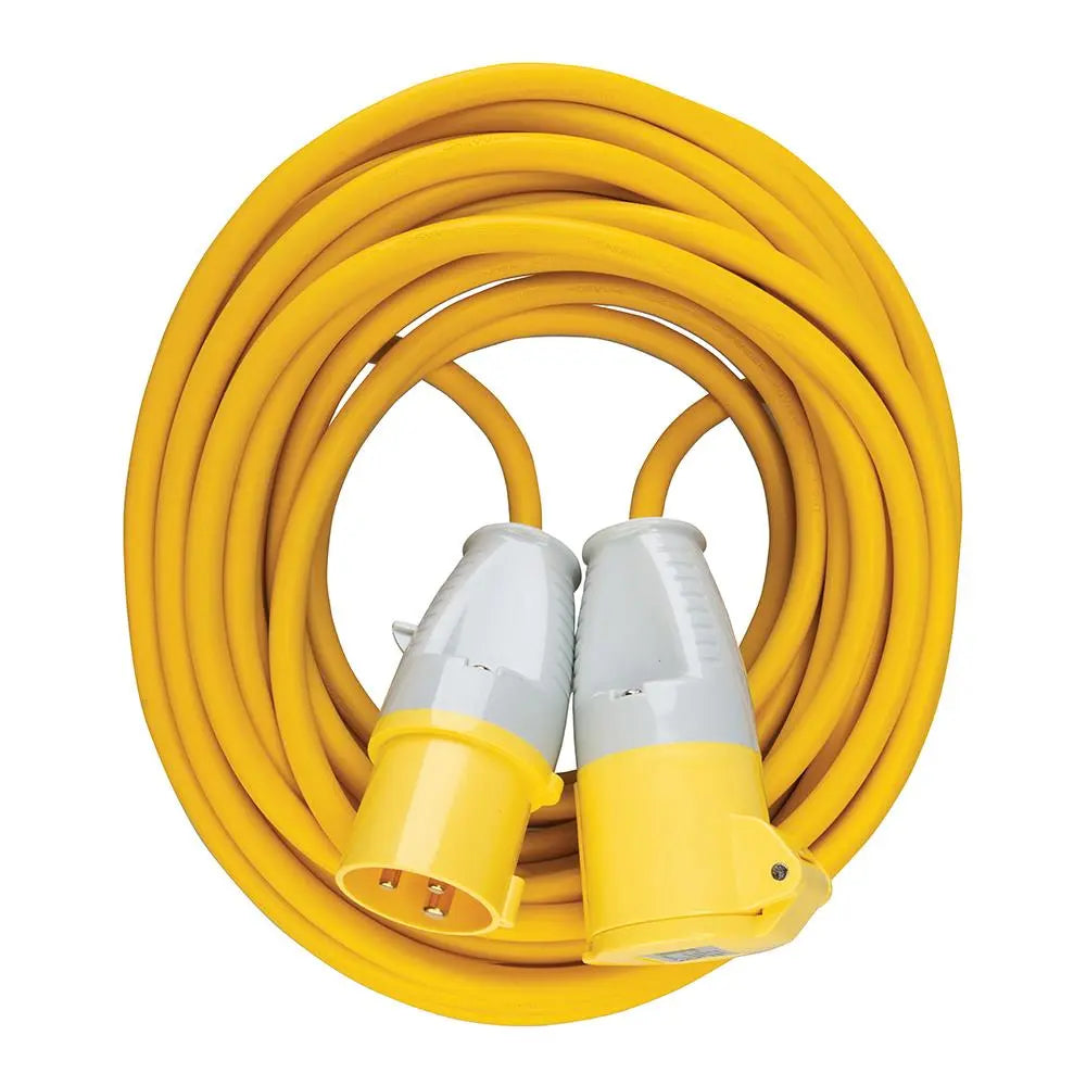 Defender Extension Lead Yellow 2.5mm2 16A 14m 110V E85121  White Rose Tools