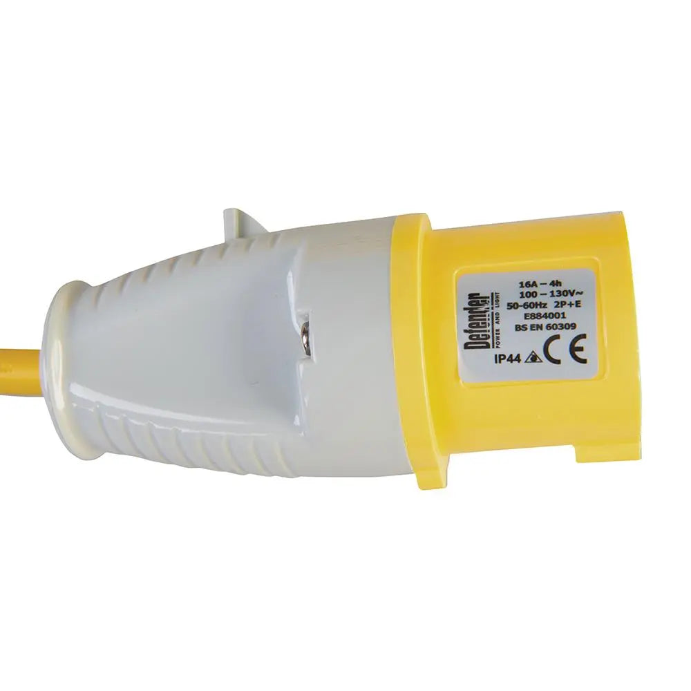 Defender Extension Lead Yellow 2.5mm2 16A 14m 110V E85121  White Rose Tools