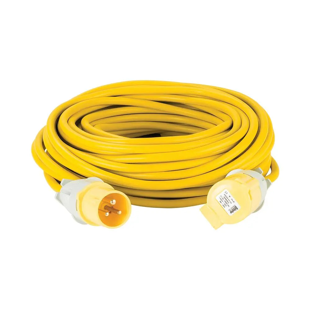Defender Extension Lead Yellow 2.5mm2 16A 25m 110V E85233  White Rose Tools