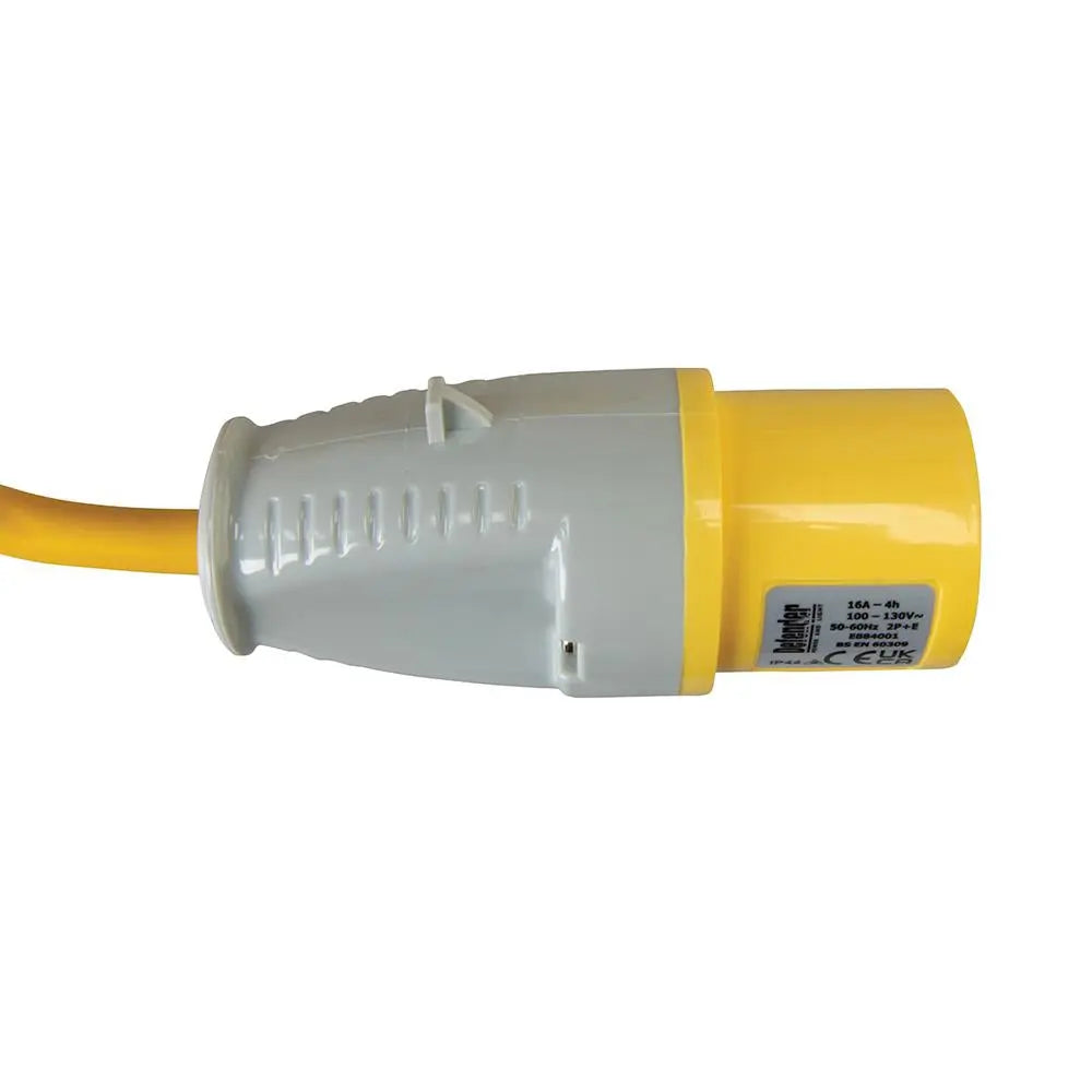 Defender Extension Lead Yellow 2.5mm2 16A 25m 110V E85233  White Rose Tools