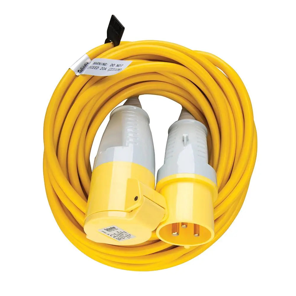 Defender Extension Lead Yellow 2.5mm2 32A 14m 110V E85235  White Rose Tools
