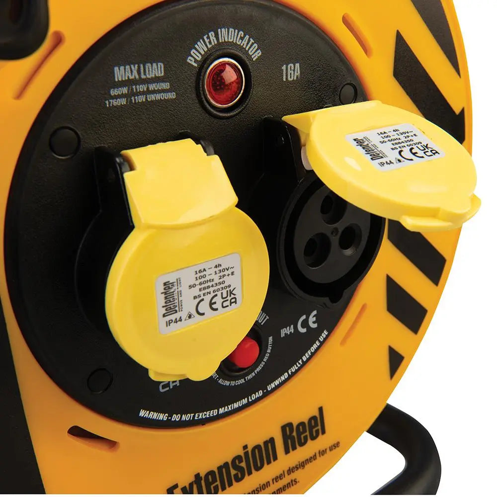 Defender Industrial Cable Reel 25m 110V 16A E86450  White Rose Tools