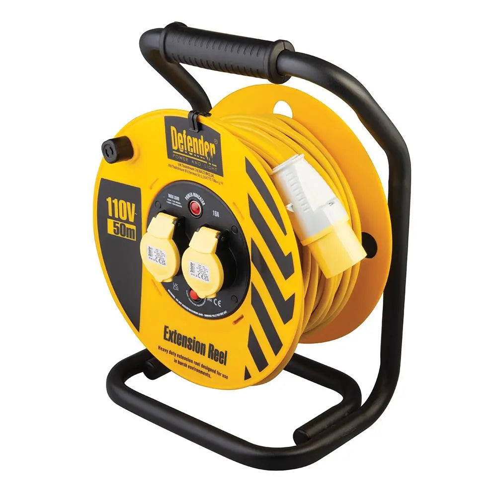 Defender Industrial Cable Reel 50m 110V E86500  White Rose Tools