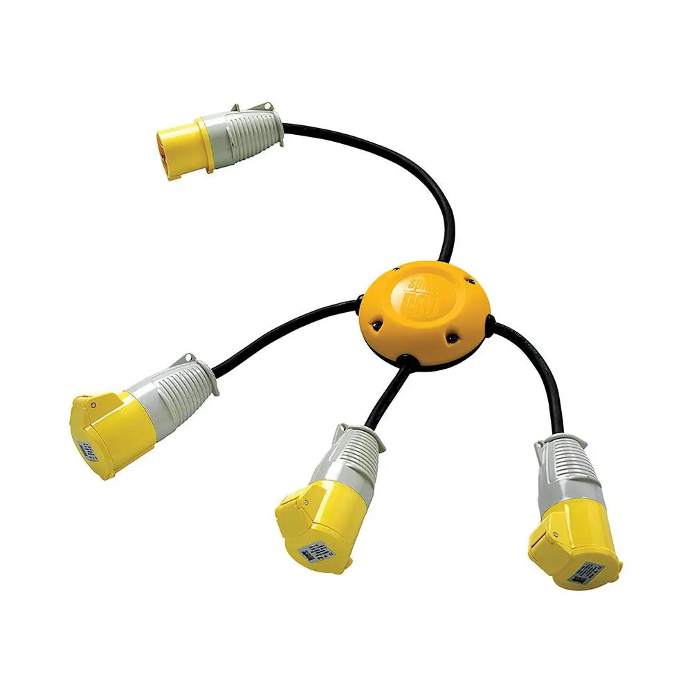 Defender Spider Pod Power Splitter 3 Way 110V 16A - White Rose Tools