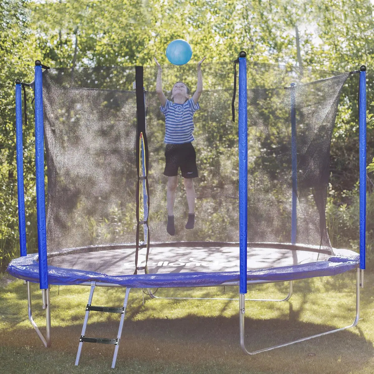 Dellonda 10ft Heavy-Duty Outdoor Trampoline with Safety Enclosure Net  White Rose Tools