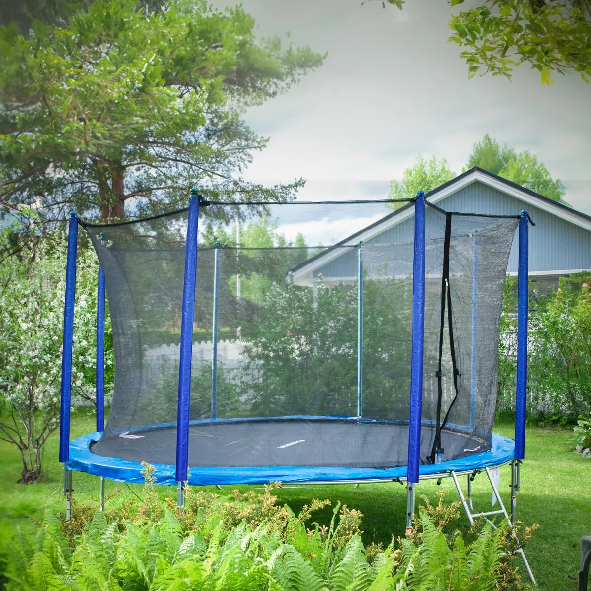 Dellonda 12ft Heavy-Duty Outdoor Trampoline with Safety Enclosure Net - White Rose Tools