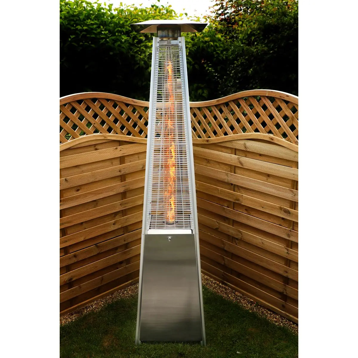 Dellonda 13kW Pyramid Gas Patio Heater 13kW Commercial/Garden Use - Stainless Steel  White Rose Tools